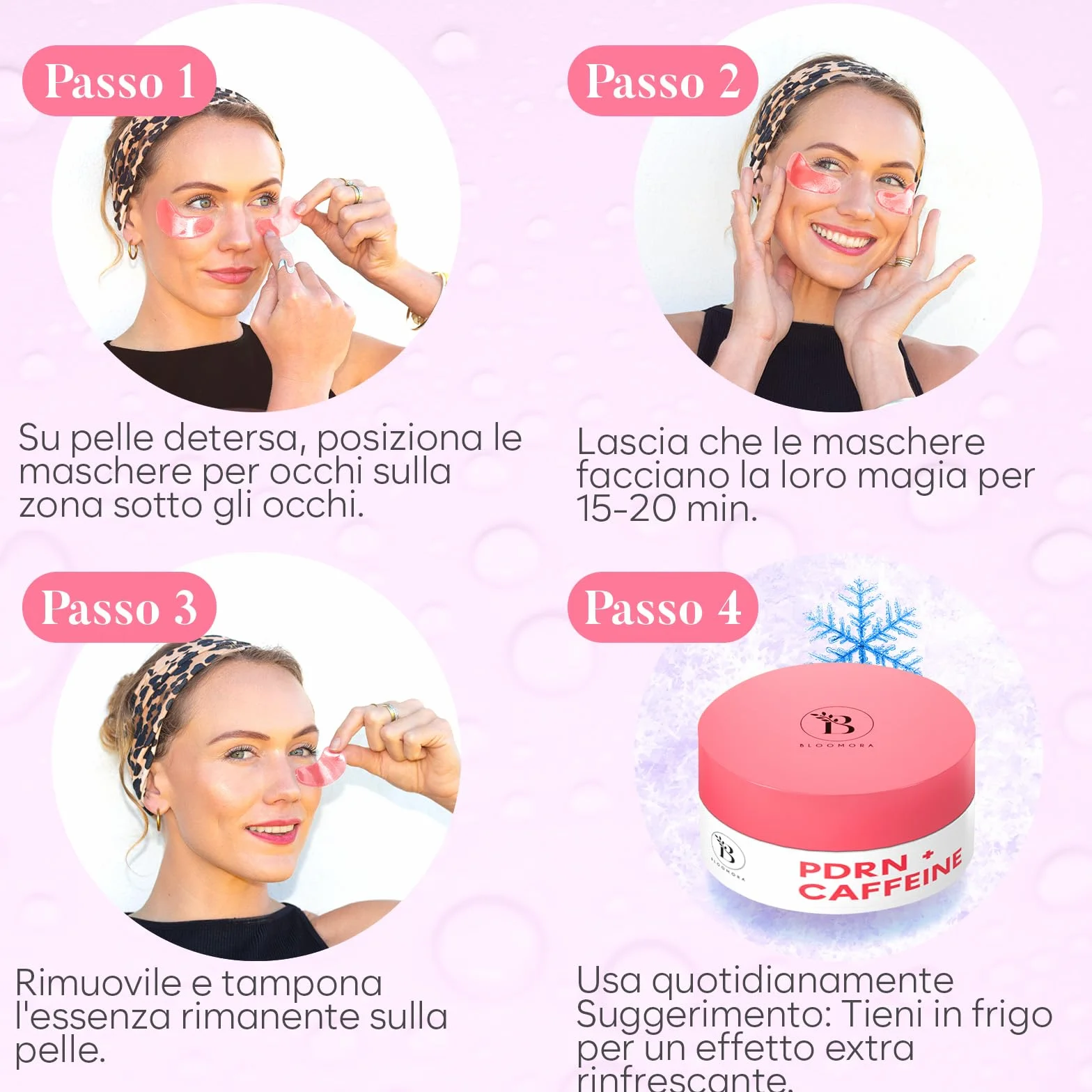 Patch Occhi, Maschera Occhi con PDRN, Caffeina e Collagene, Patch Occhiaie e Borse, Maschera Occhiaie, Eye Mask per Schiarente e l'idratazione (30 Paia)