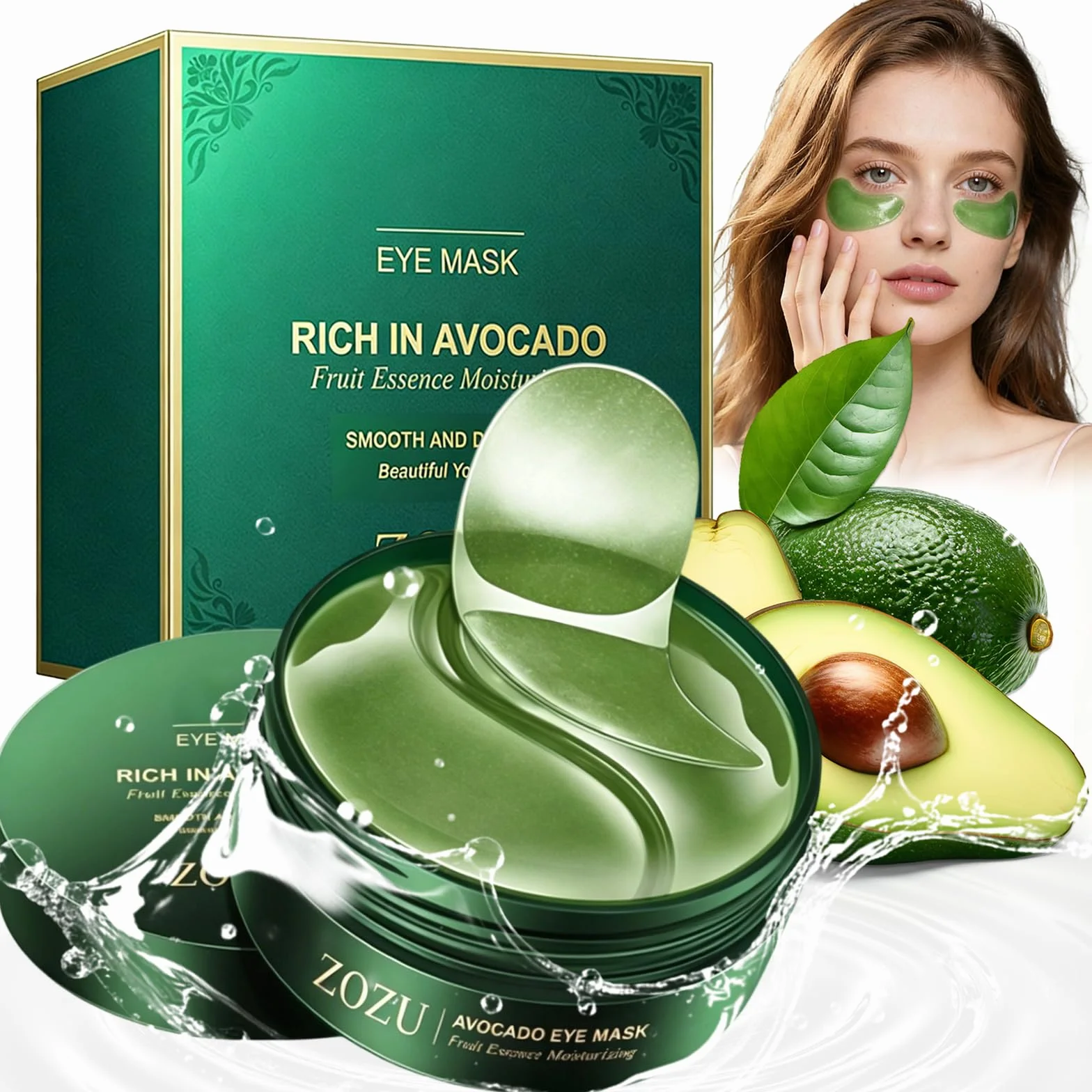 Avocado Patch Occhi 28 Paia | Collagene Idratante, Maschera Contorno Occhi Anti-Occhiaie e Borse, Patch Occhi per Donna Uomo, Rinfrescante per Contorno Occhi