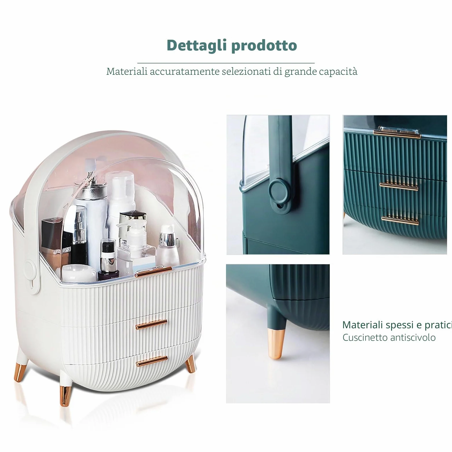 Organizer per Cosmetici, Organizzatore di Trucco Grande Capacità, Organizer Trucchi Multifunzione Girevole, per Cosmetici, Gioielli e Accessori