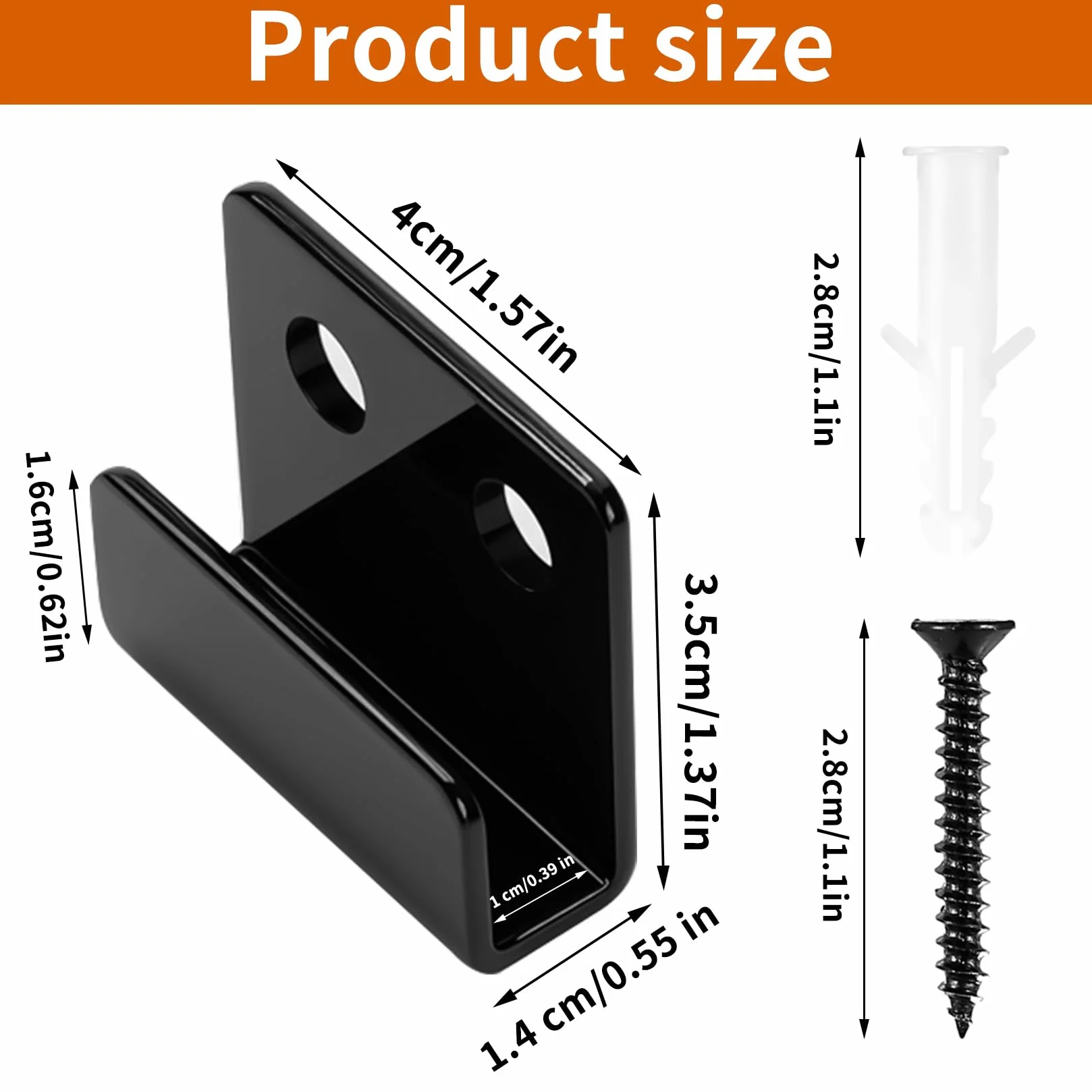 Staffe a U Ganci da Parete in Acciaio Inox Larghezza Interna 10 mm Nero 8 Pezzi