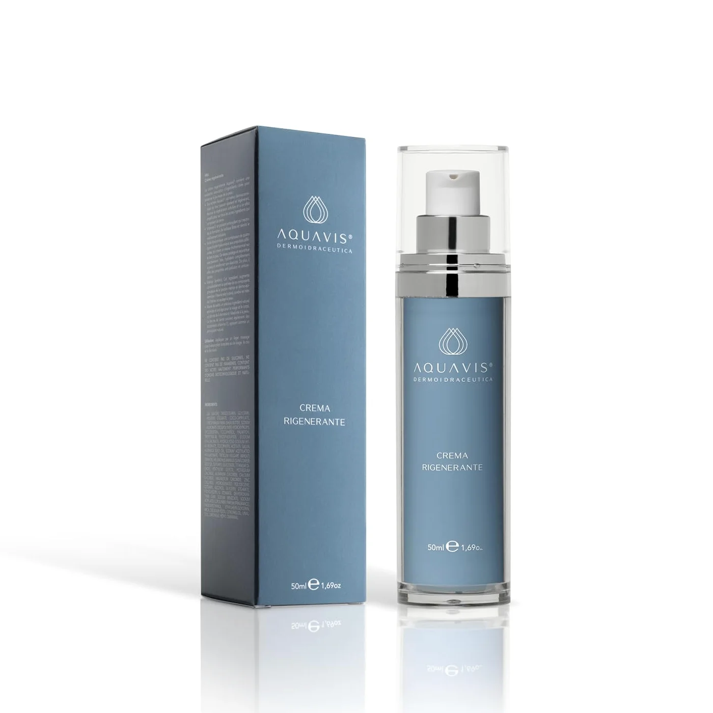 Aquavis® Crema Viso Rigenerante Con Aquavis, Vitamina E, Acido Jalulronico a 4 pesi, Matrixyl e Burro di Karite. 50 ml
