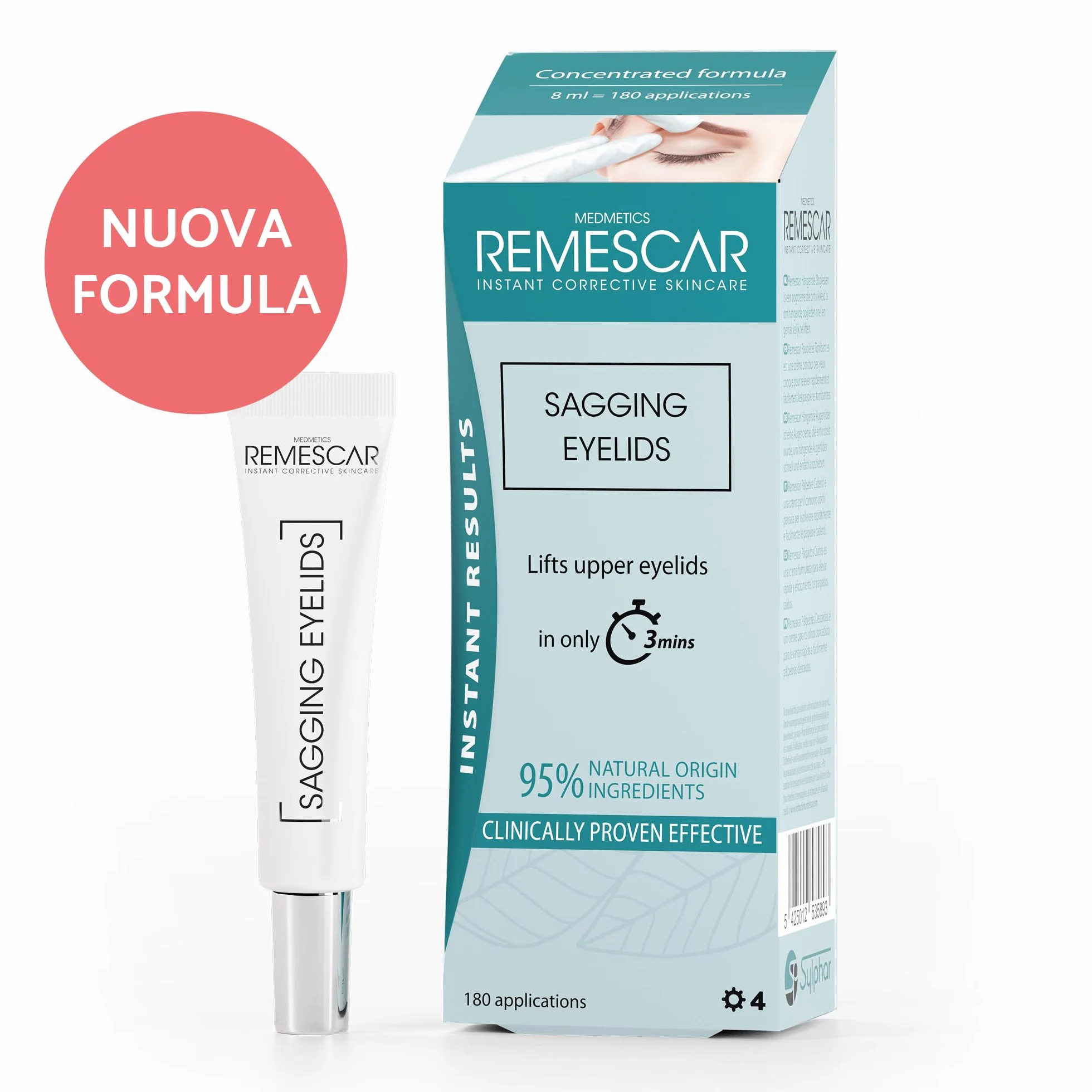 Remescar Palpebre Cadute 8ml - Crema Effetto Lifting Per Ridurre le Borse Clinicamente Testata - Crema Occhi