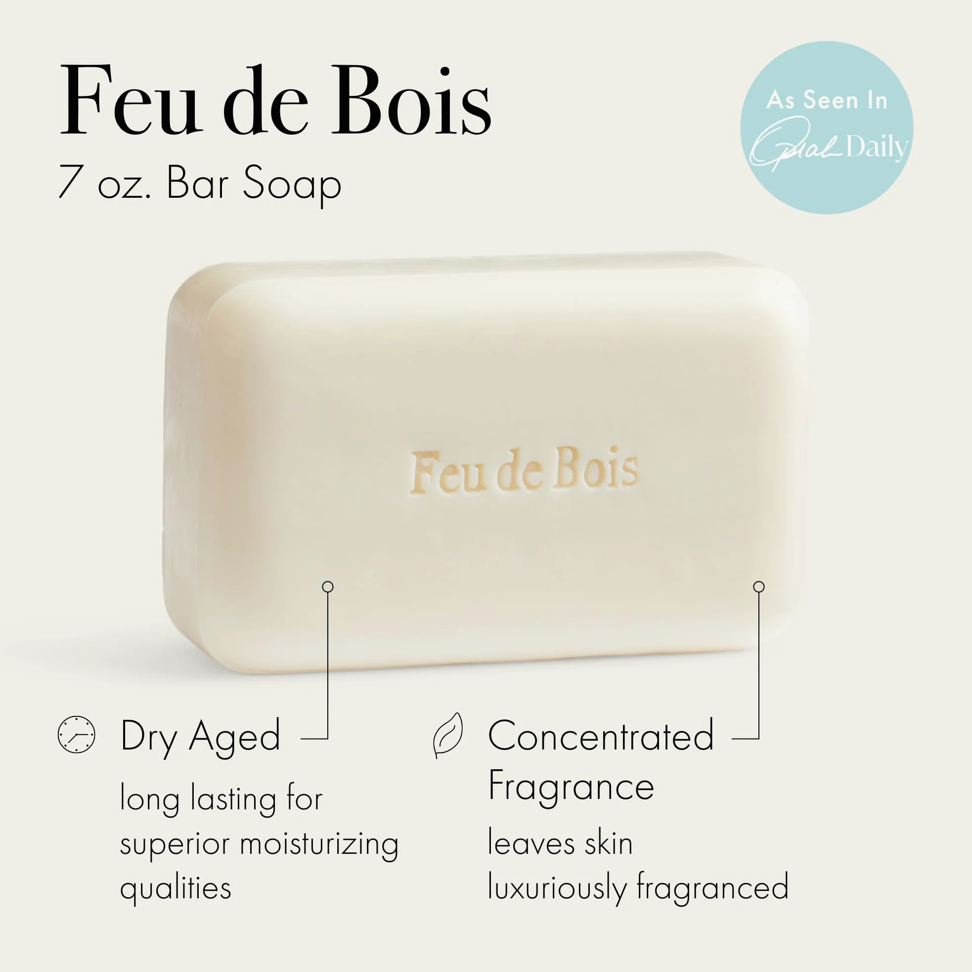 LAFCO New York - Sapone in barretta Feu De Bois – 200 g – Formula naturale ultra idratante – per tutti i tipi di pelle – Made in Europe