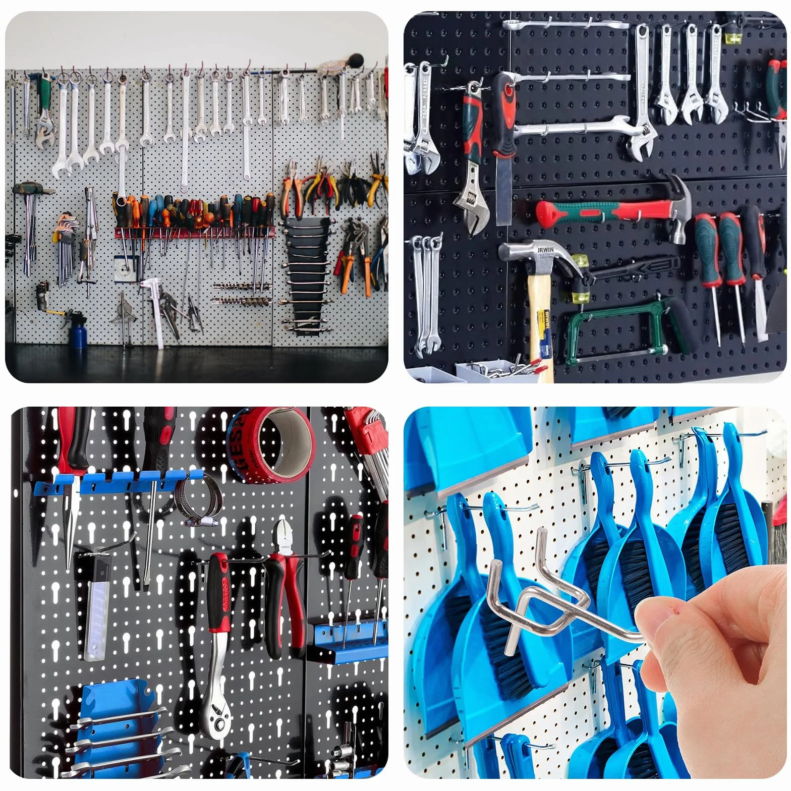 Ganci Pegboard Metallici 60 Pezzi, Supporto Utensili 3cm, Diametro 3mm per Scaffali e Officine