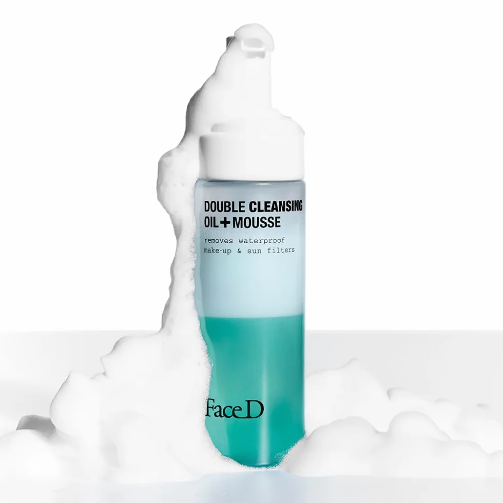 Face D - Double Cleansing, 160 ml, Detergente Viso Bifasico, Olio Struccante + Mousse, Rimuove Trucco Waterproof