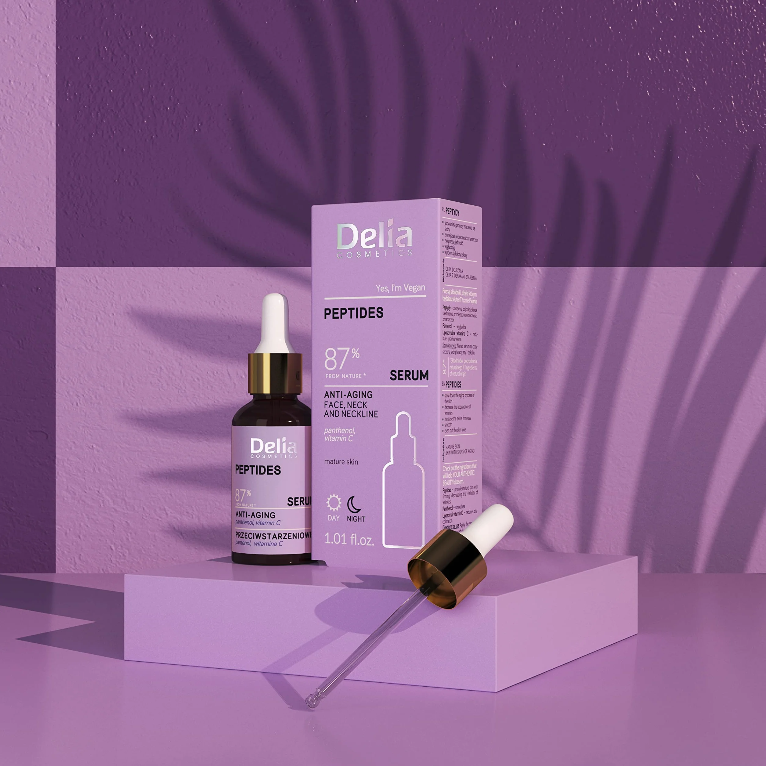 Delia Cosmetics - Siero Antirughe - Peptidi - Pelli Mature - Riduce le Rughe. Uniforma il Colorito della Pelle - Ritarda il Processo di Invecchiamento - Pelle Liscia e Soda - Vegano - 30ml