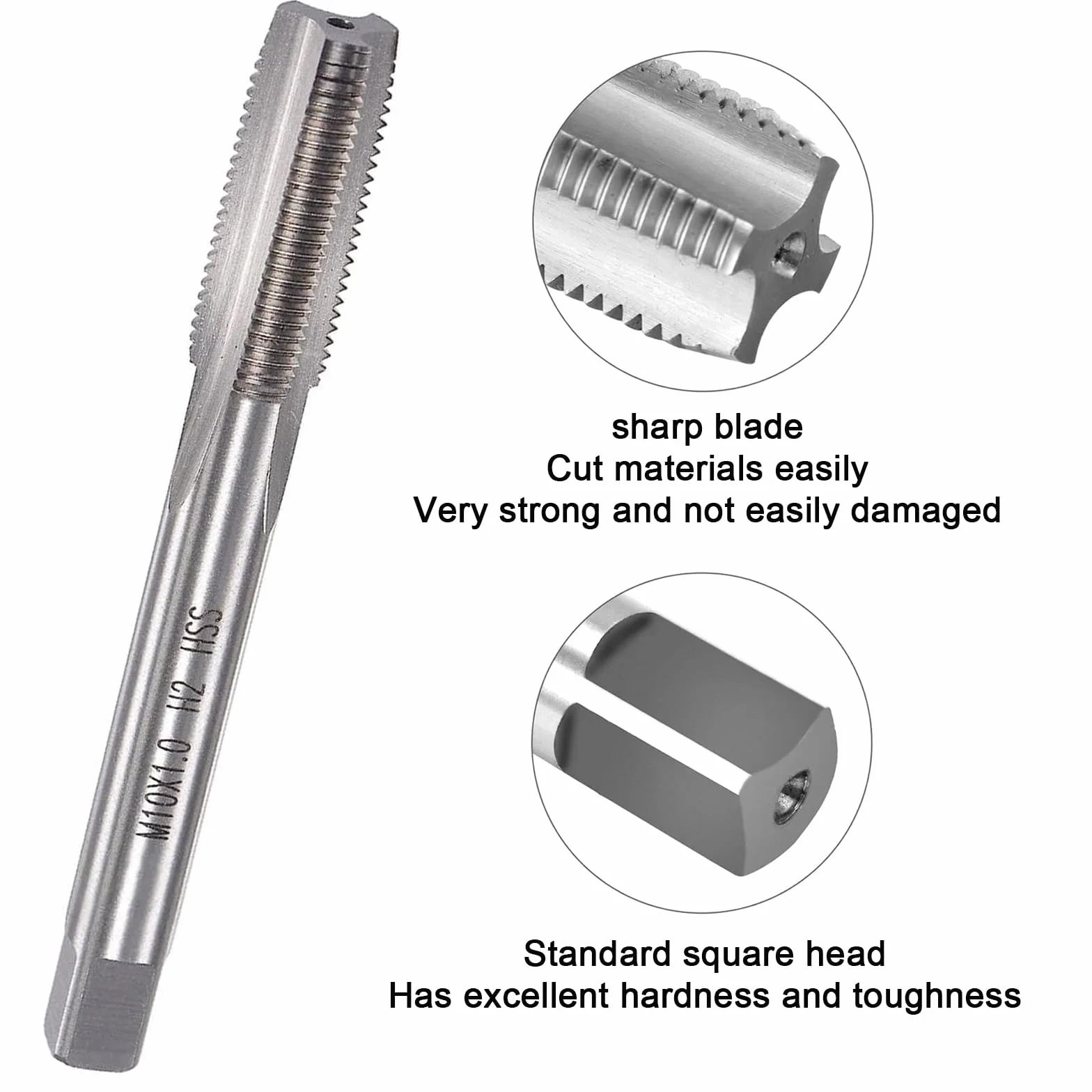 Filettatura Metrica e Maschiatura M10 x 1.0 mm HSS Maschi a Mano per Riparazione