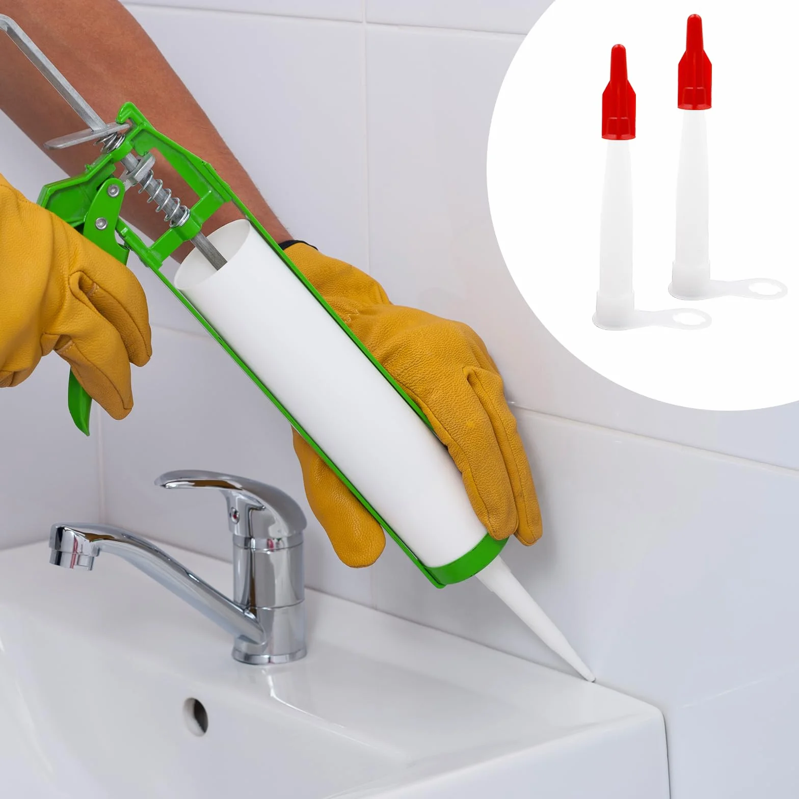 Ugelli In Silicone con Tappi 50 pezzi per Pistola per Silicone e Sigillante