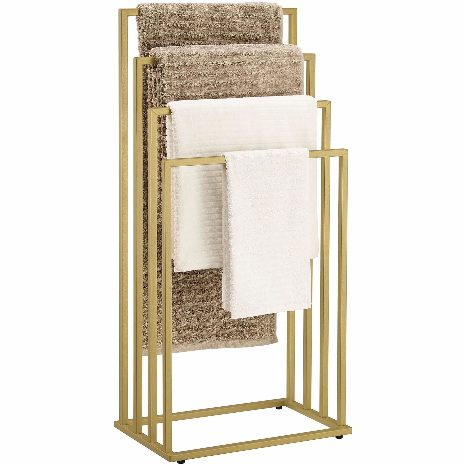 Porta asciugamani oro opaco 4 livelli in metallo per bagno e SPA