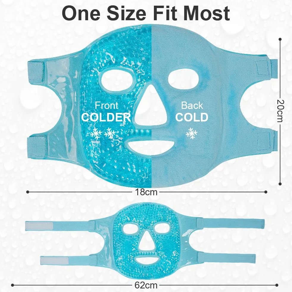ACWOO Maschera Rinfrescante per Il Viso, Maschera per Occhi Riutilizzabile, Maschera Caldo Freddo per Occhi Gonfi, Occhi Stanchi, Mal Di Testa, Hangover, Emicrania (Blu)