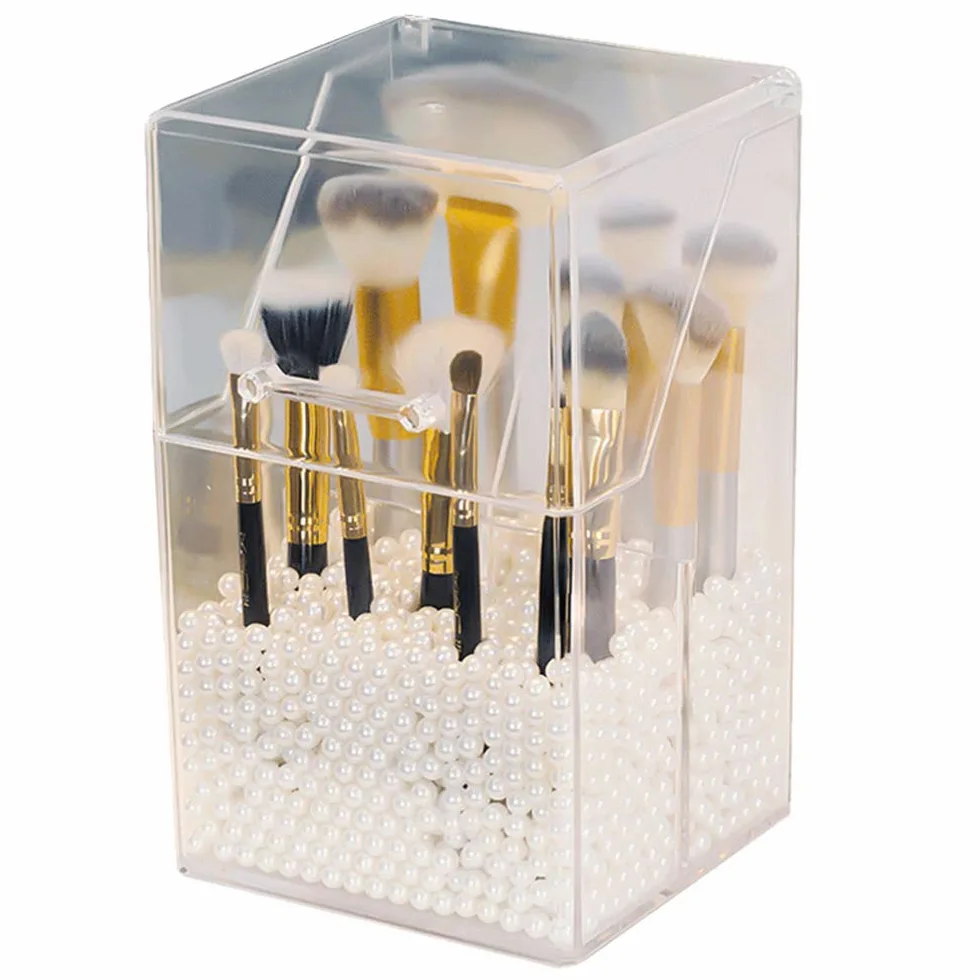 Yardwe - Organizer per cosmetici in acrilico trasparente, con 1000 perle