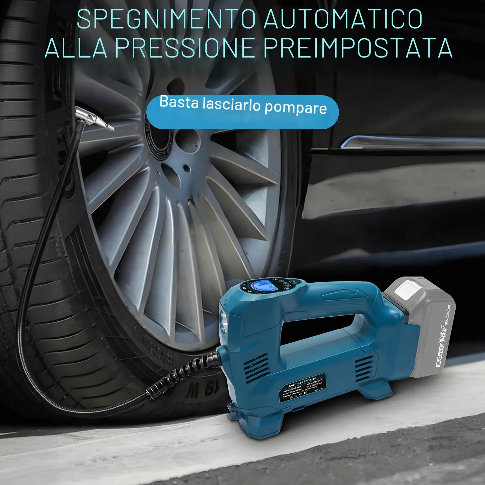 Powarobor Compressore portatile compatibile con batteria Makita 18V 150 PSI 10,34 bar