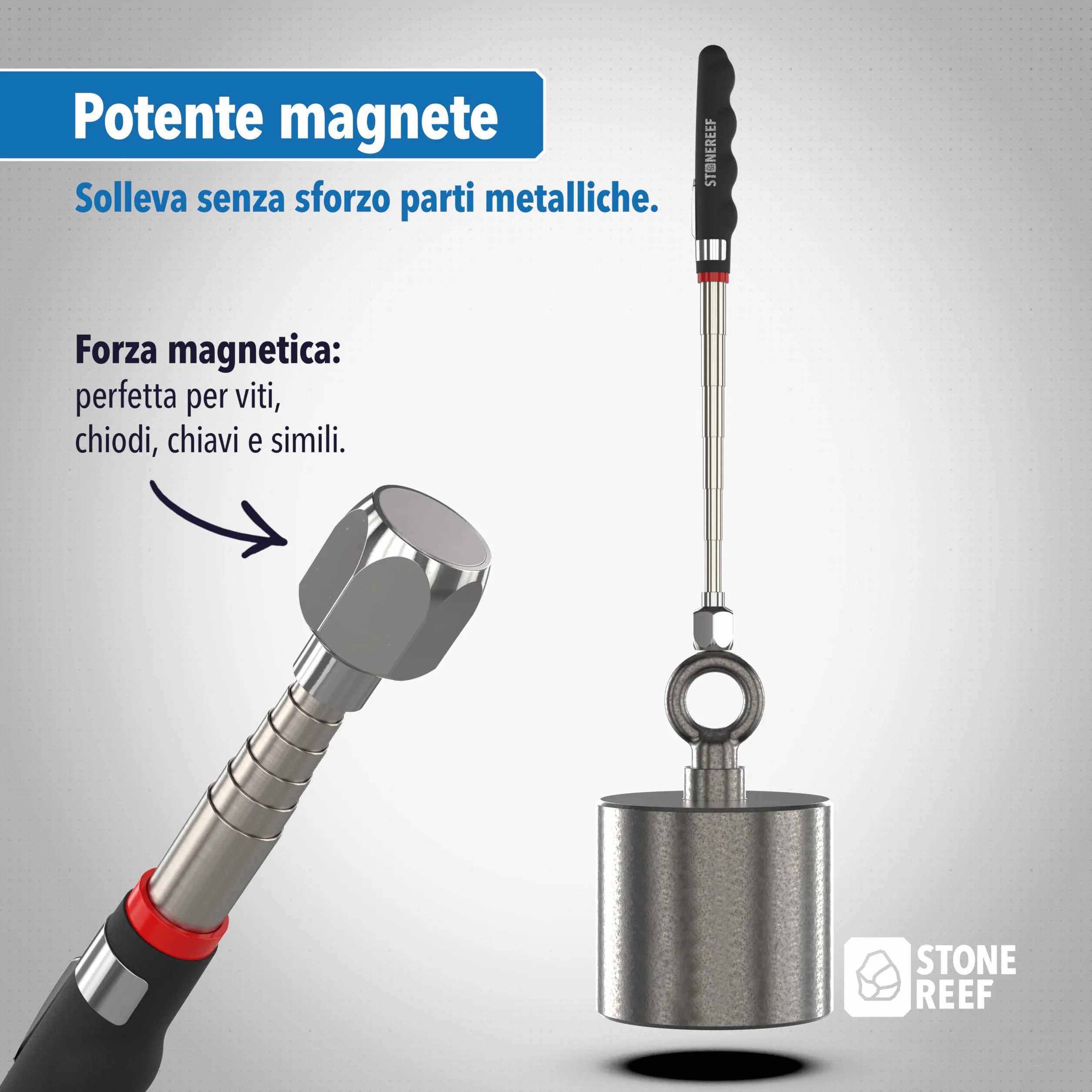 Sollevatore magnetico telescopico in acciaio inox 18-77 cm 125 g