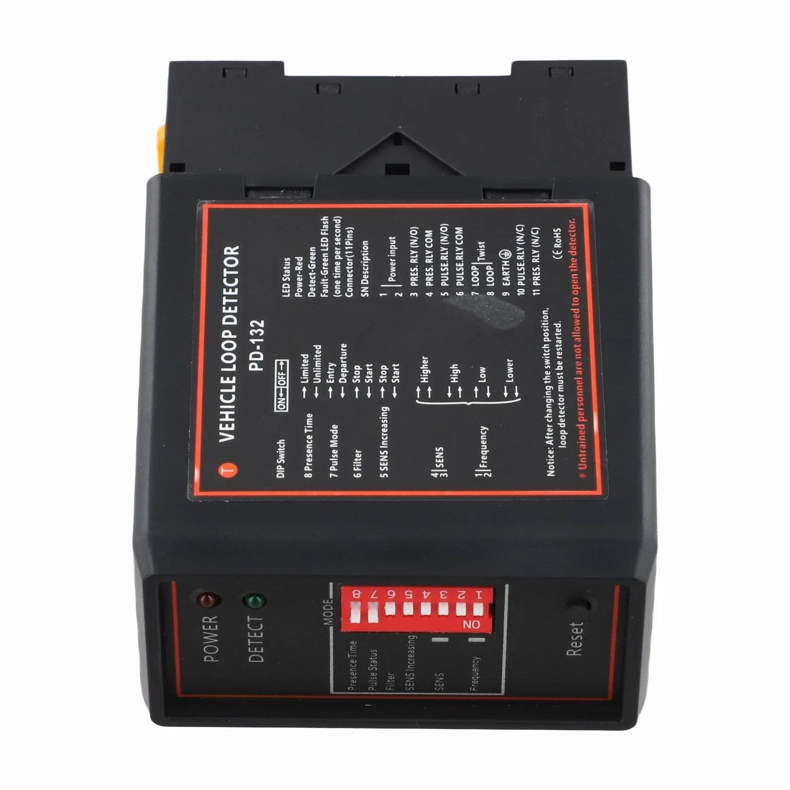 Rilevatore di loop induttivo a canale singolo 12 V/24 V CC per porte automatiche, nero