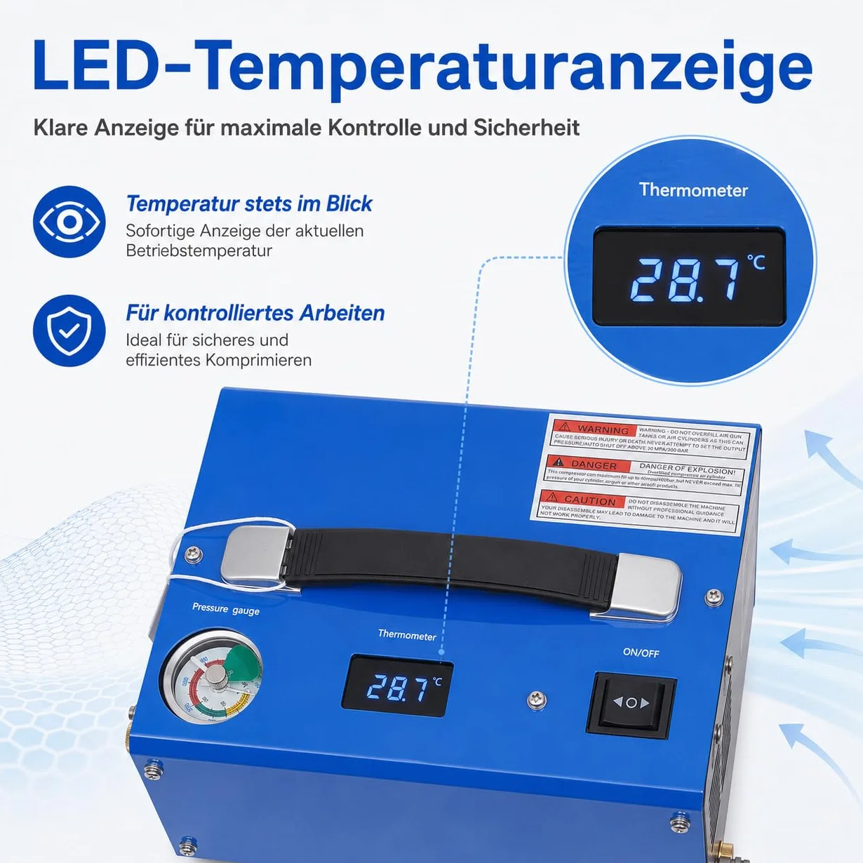 PCP Compressore Automatico 4500psi 300 bar 250W Auto Stop Pompa ad Alta Pressione