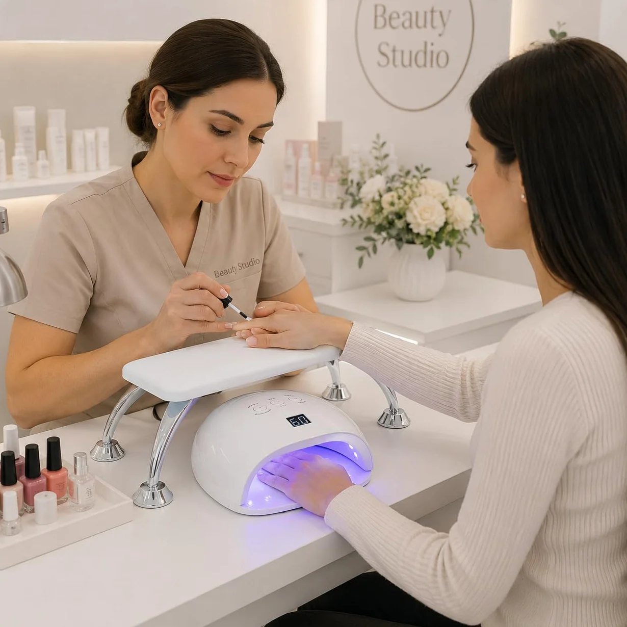 Poggiamani per Unghie in Similpelle Antiscivolo | Cuscino Morbido per Manicure con Supporto in Acciaio