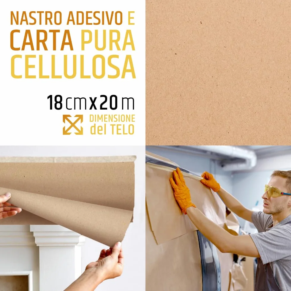 PENNELLIFICIO 2000 Set 3 Rotoli Carta Nastro Adesivo Mascheratura 18 cm x 20 m Made in Italy