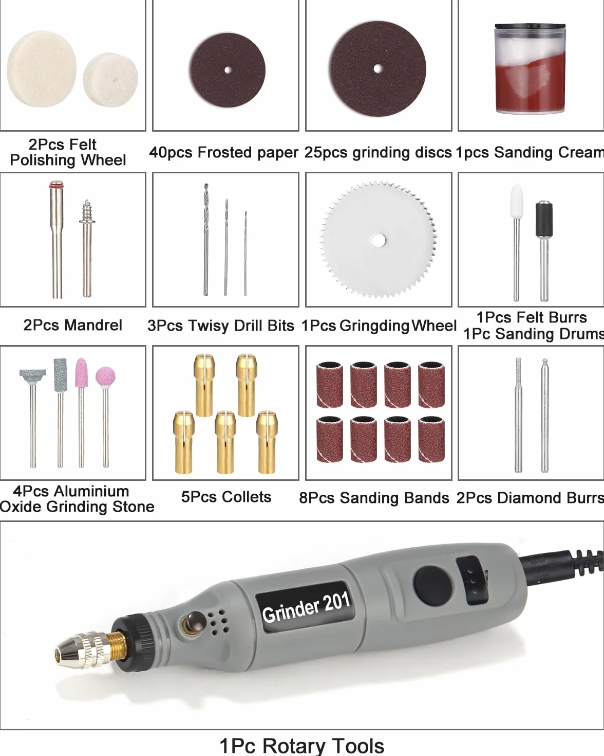 Utensile Rotante Multifunzione Mini Trapano Elettrico 95 Accessori 3 Velocità 5000-15000 RPM