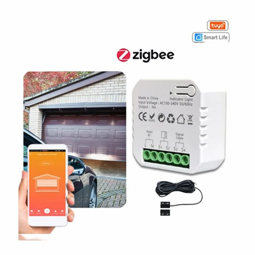 Controller Apri Porta Garage Tuya Smart ZigBee con Supporto App Sensore per Home EU