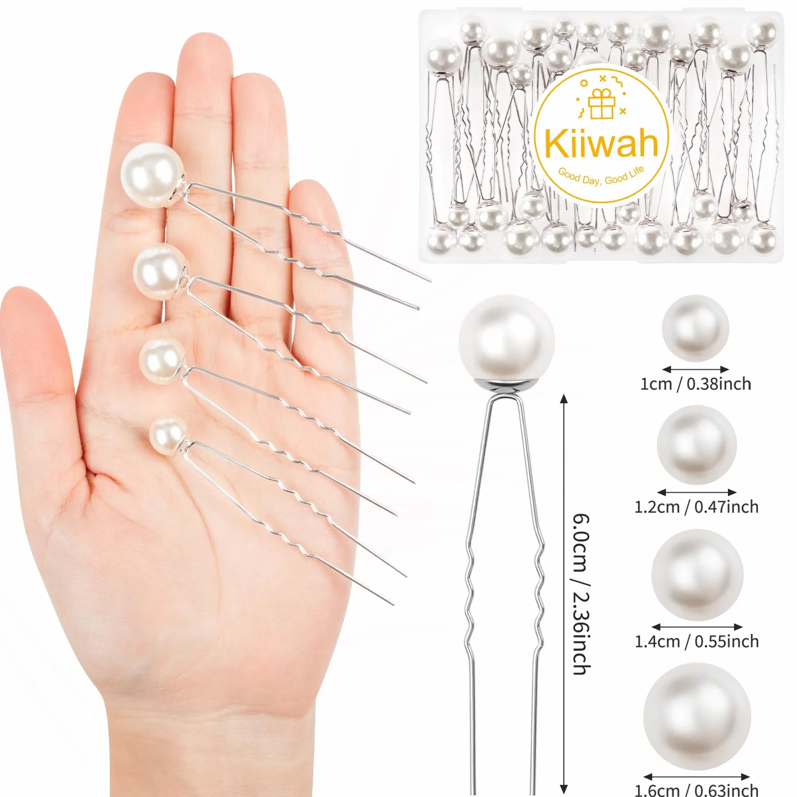 Kiiwah 32 Pezzi Sposa Fermaglio Capelli Donna, Elegante Forcine per Capelli Sposa con 4 Taglie Perla per Donne e Ragazzi, Perla Accessori Capelli Sposa per Matrimonio, Ballo di Fine Anno, Festa