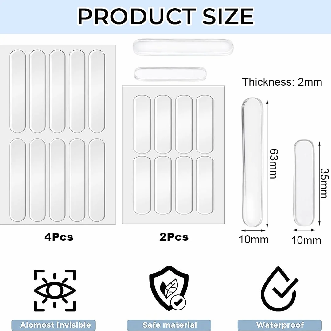 Gommini Adesivi Silicone Antiscivolo Paracolpi Trasparente 56 Pezzi 2 Stili per Porte Mobili Laptop Cassetti