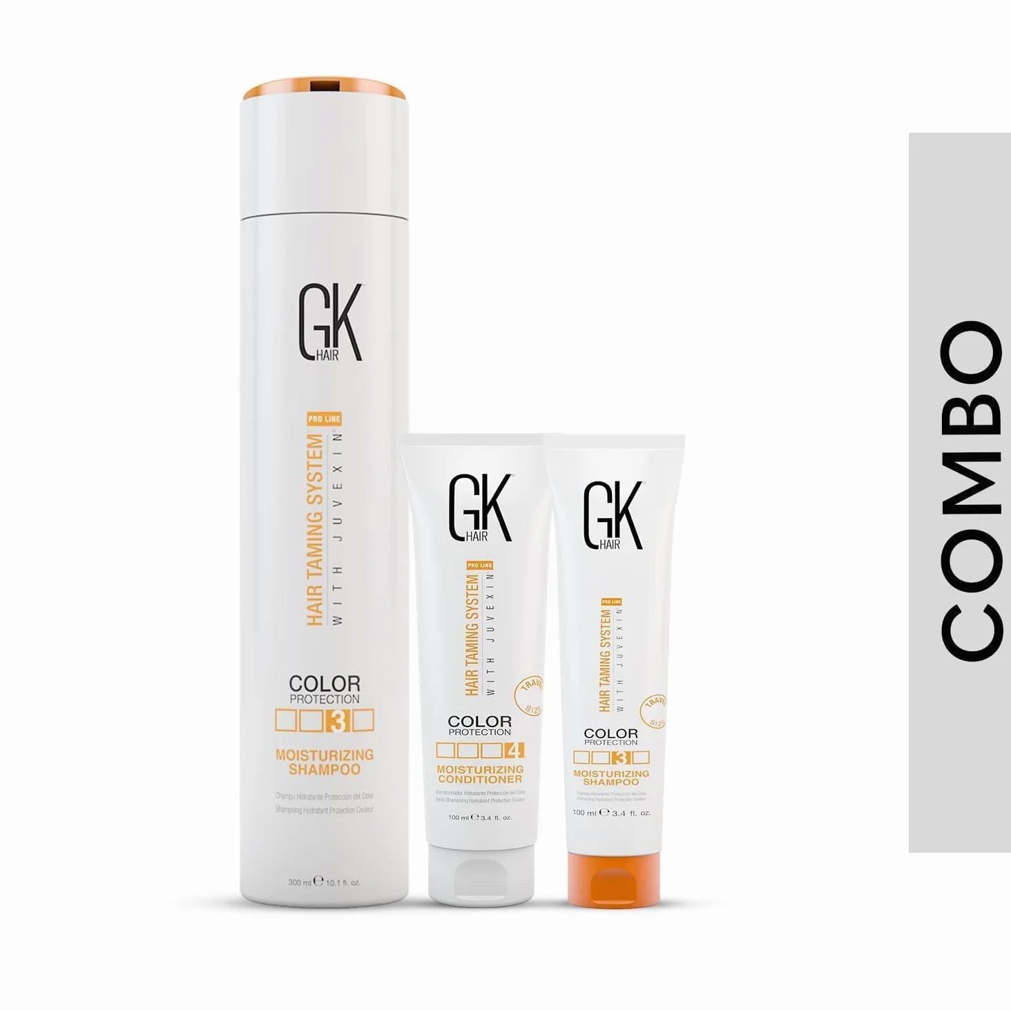 GK HAIR Shampoo Idratante 300 ml + 100 ml Formato Viaggio Shampoo & 100 ml Balsamo – Senza Solfati & Parabeni – Per Capelli Colorati, Secchi, Grassi & Danneggiati