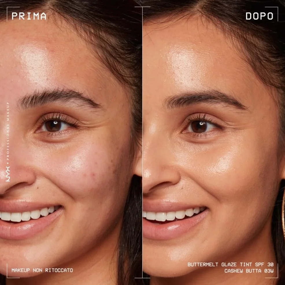 NYX Professional Makeup Fondotinta Illuminante, Per Tutti i Tipi di Pelle, Incarnato Uniforme e Luminoso, Effetto Naturale e Tenuta fino a 12H, Con SPF 30, Buttermelt Glaze, Tonalità: 03 Cashew Butta