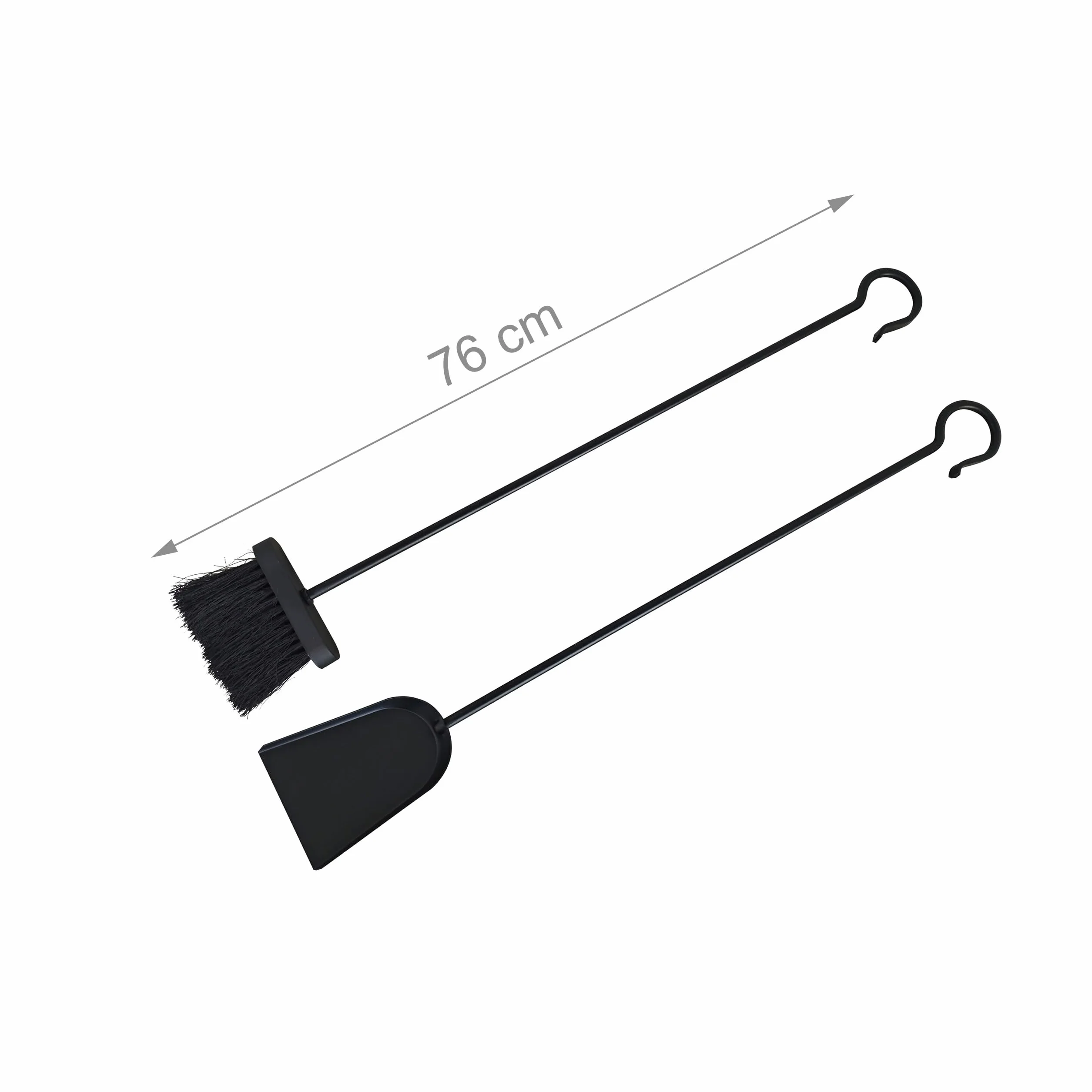 Relaxdays Set Pulizia Camino 2 Pezzi Paletta Scopa Cenere Ferro Nero