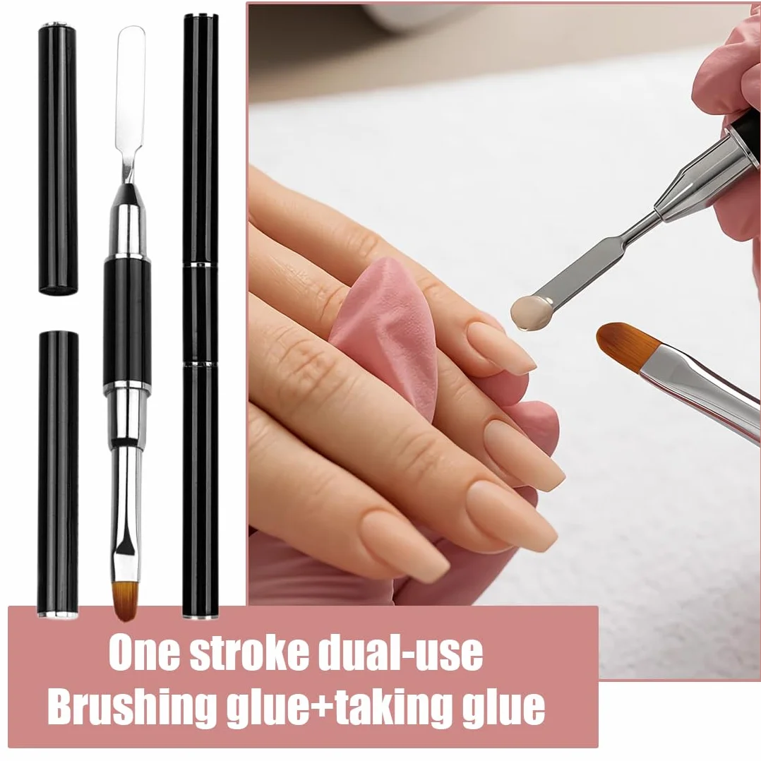 2 Pezzi Pennello a doppia punta per Polymer Gel, Pennello Polygel 2 in 1 Dual-ended Nail Art Penna, Pennello per Pittura per Unghie