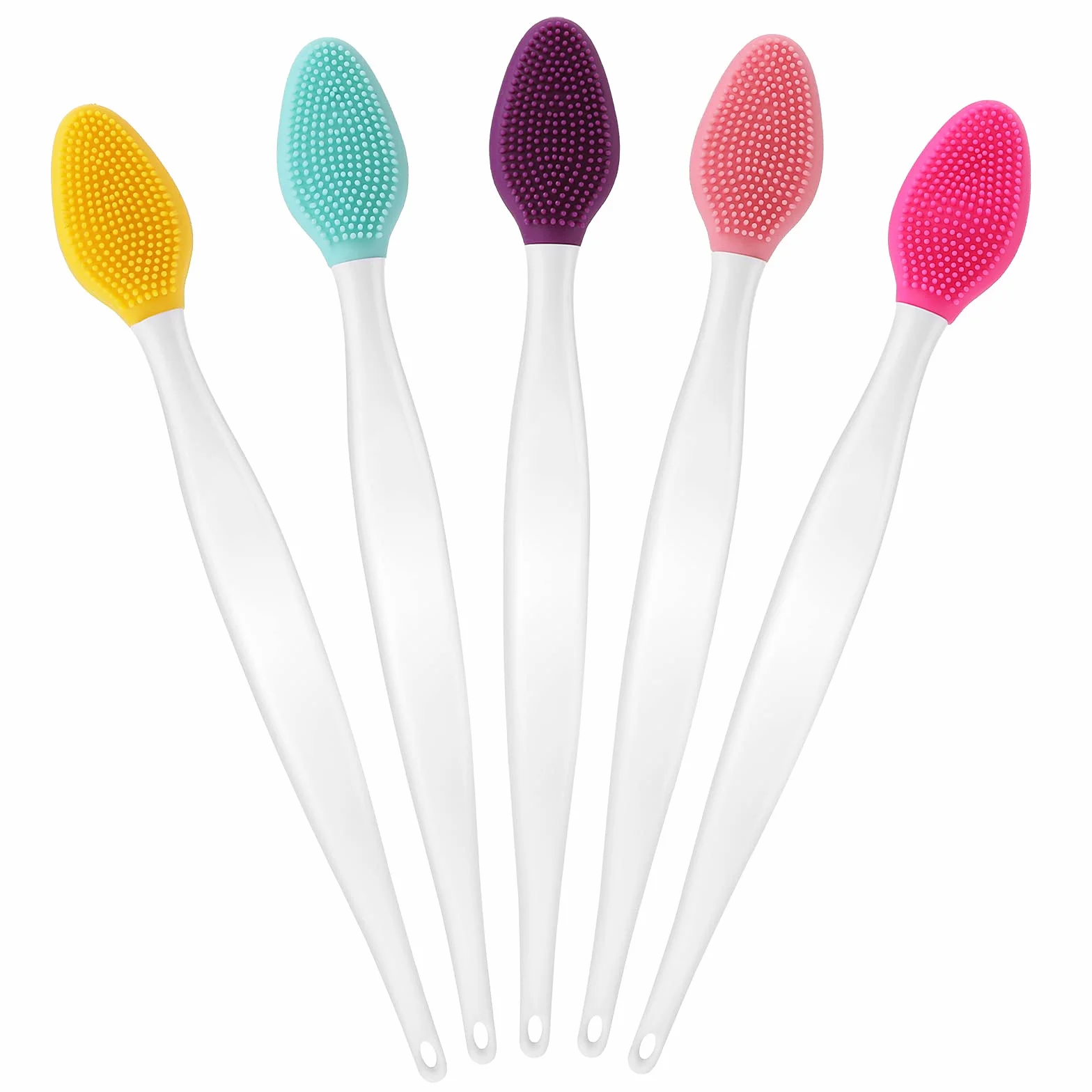 WLLHYF 5 pennelli esfolianti in silicone a doppia faccia, mini spazzola morbida per la pulizia delle labbra, per uomini e donne, schiarente labbra scure, aspetto più liscio e pieno