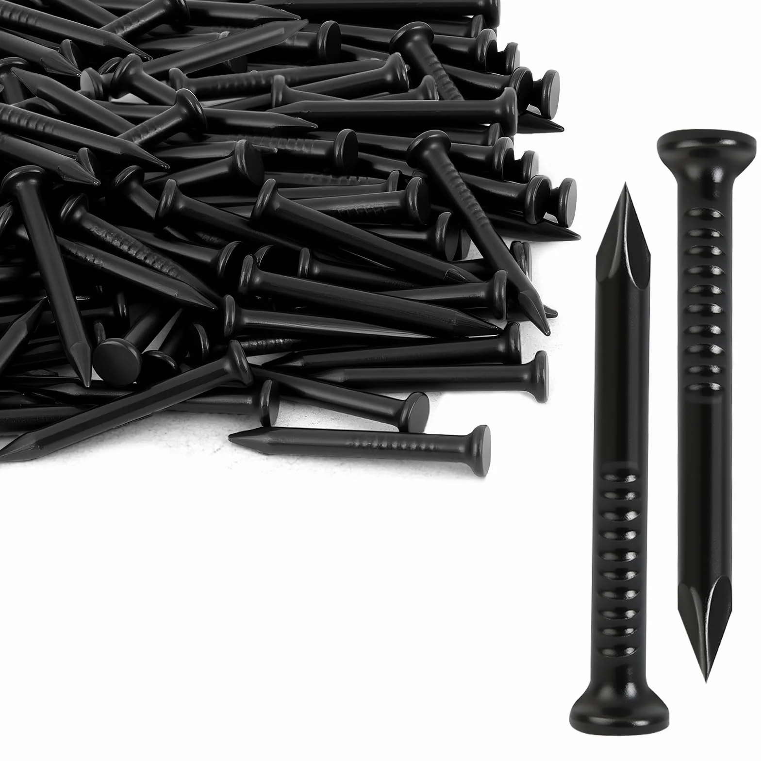 Chiodi in acciaio temprato 20 mm 80 pezzi per cemento armato testa piatta nero