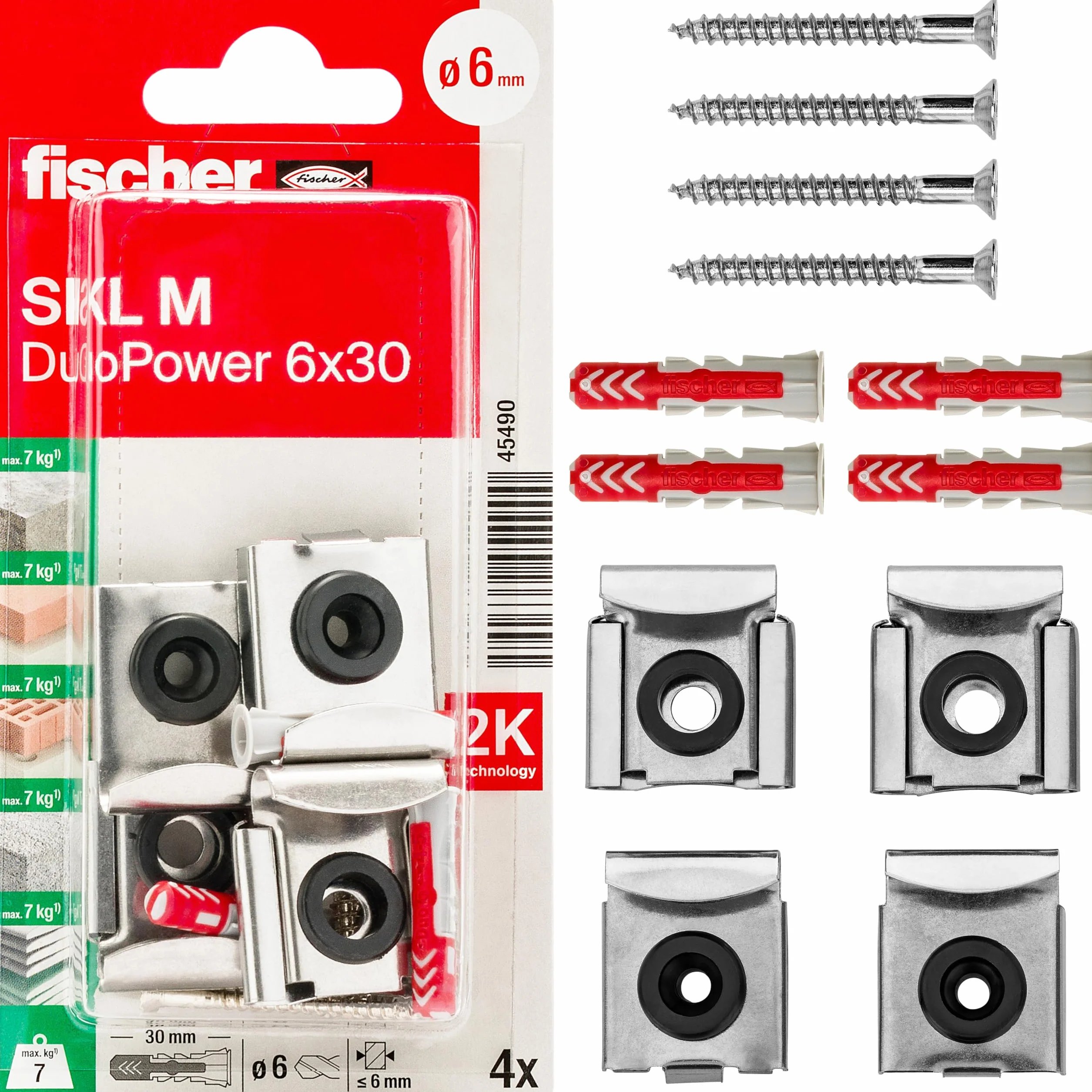 Fischer Kit Appendi Specchi Duopower do Mocowania na Ścianie i Gipsie