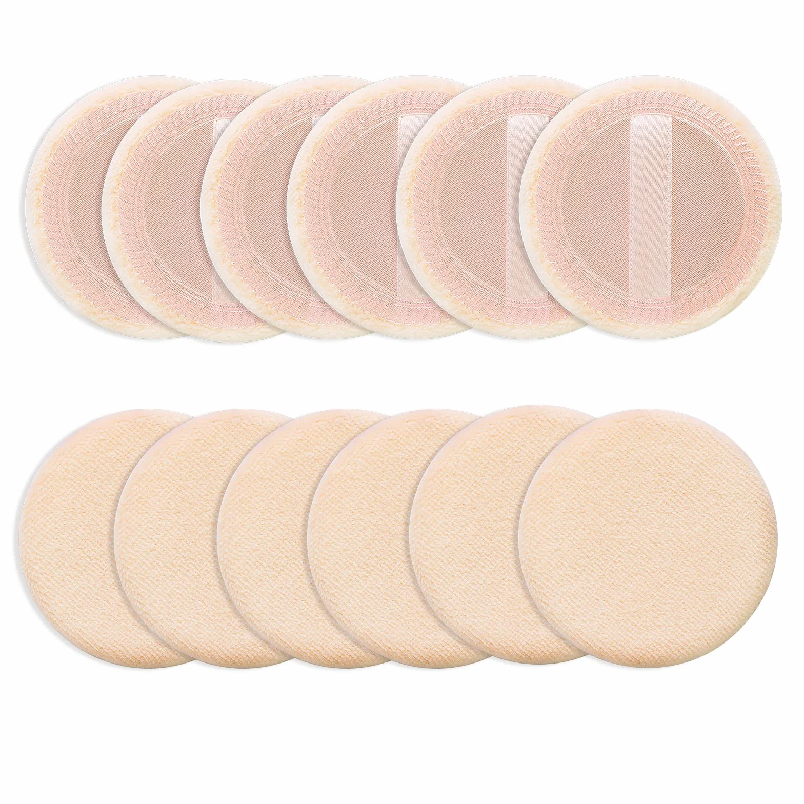 Sibba Soffio Di Polvere Sciolto 12 Pezzi Rotondo in Velluto Viso Trucco Compatto Contenitore Impostazione Pressato Miscelazione Fondazione Crema Nastro Nastro Spugna Cuscino Applicatore (Colore Pelle)