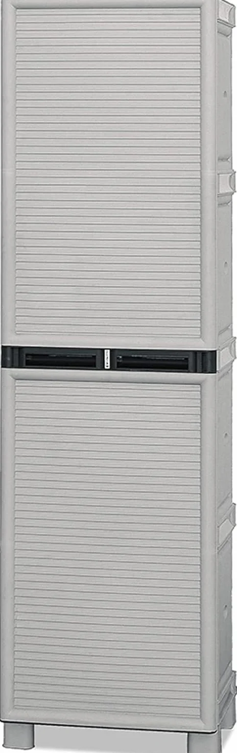 Armadio Portascope da Esterno 1 Anta 3 Ripiani Regolabili 50x39x175h cm Idrorepellente Plastica Eco Sostenibile Grigio