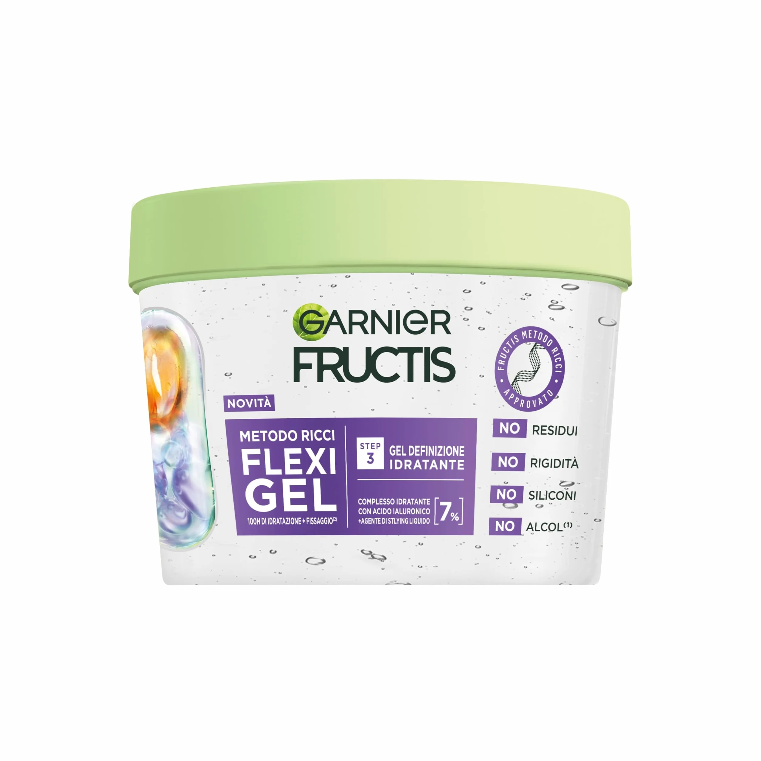 Garnier Fructis Metodo Ricci Flexi Gel, Per Onde, Boccoli e Ricci, Idratazione e Definizione, Senza Residui Sui Capelli, Con Acido Ialuronico e Agente di Styling Liquido, 370 ml