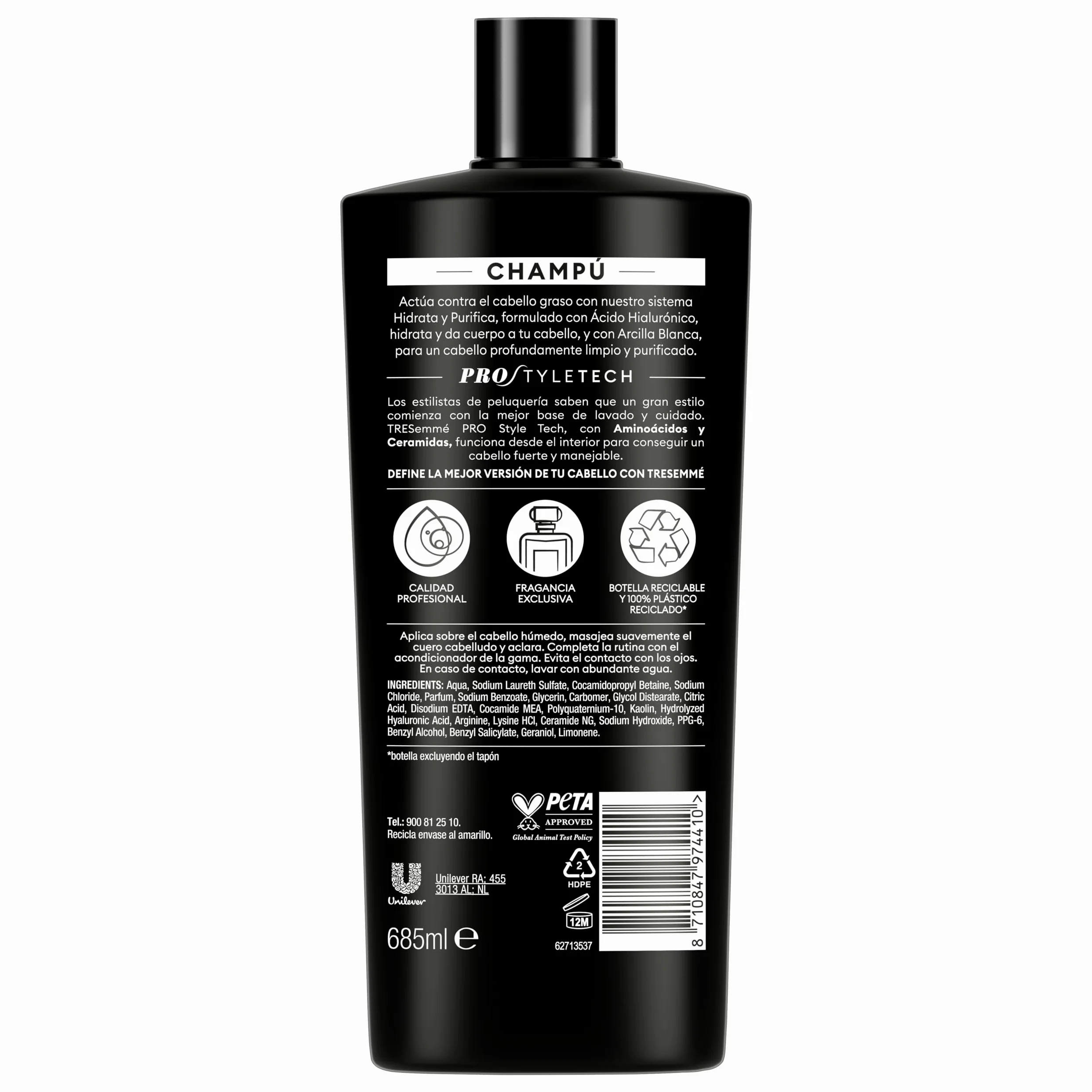 TRESemmé Shampoo idratante & purificante per capelli grassi con acido ialuronico e argilla bianca, pulisce e idrata - confezione da 6 x 685 ml
