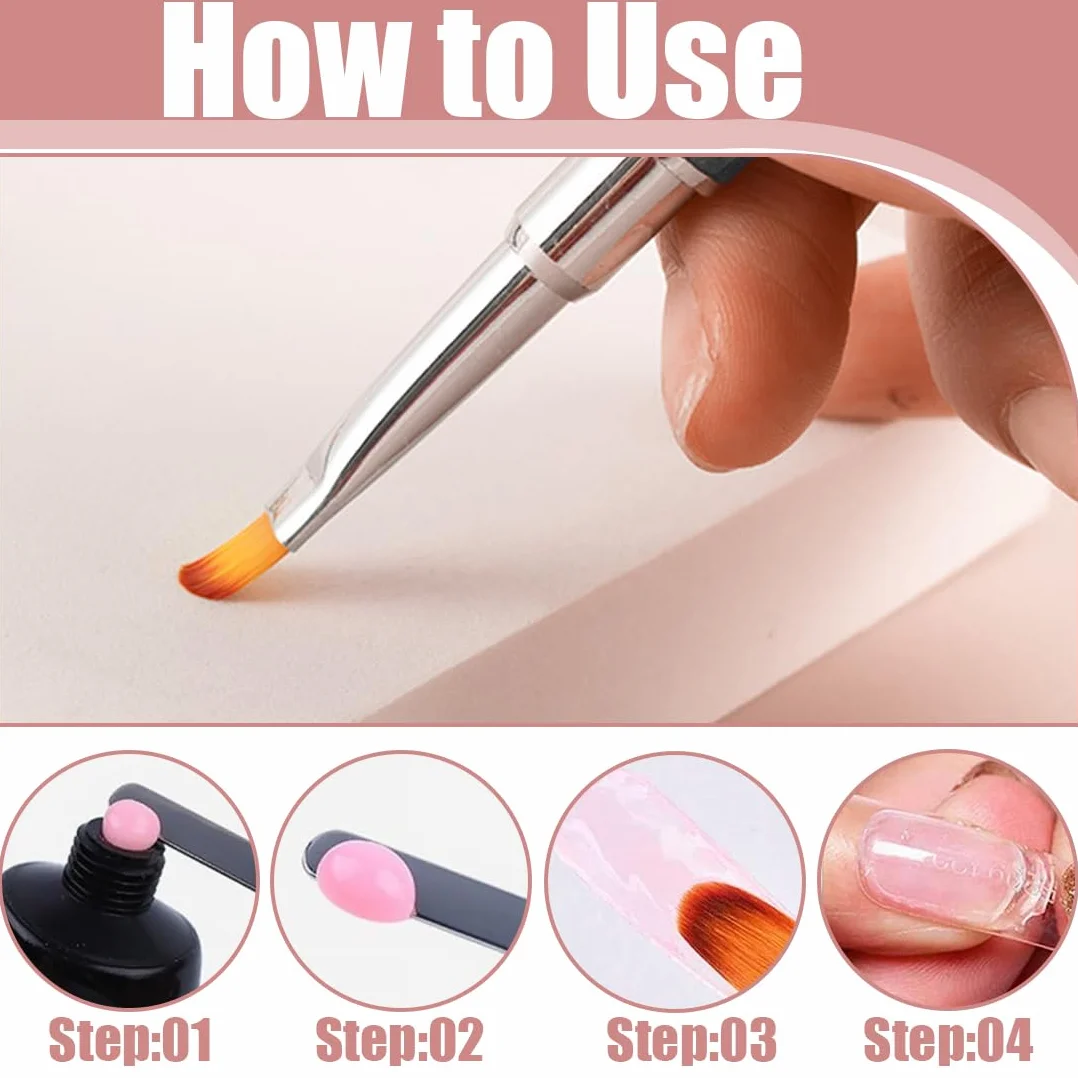 2 Pezzi Pennello a doppia punta per Polymer Gel, Pennello Polygel 2 in 1 Dual-ended Nail Art Penna, Pennello per Pittura per Unghie