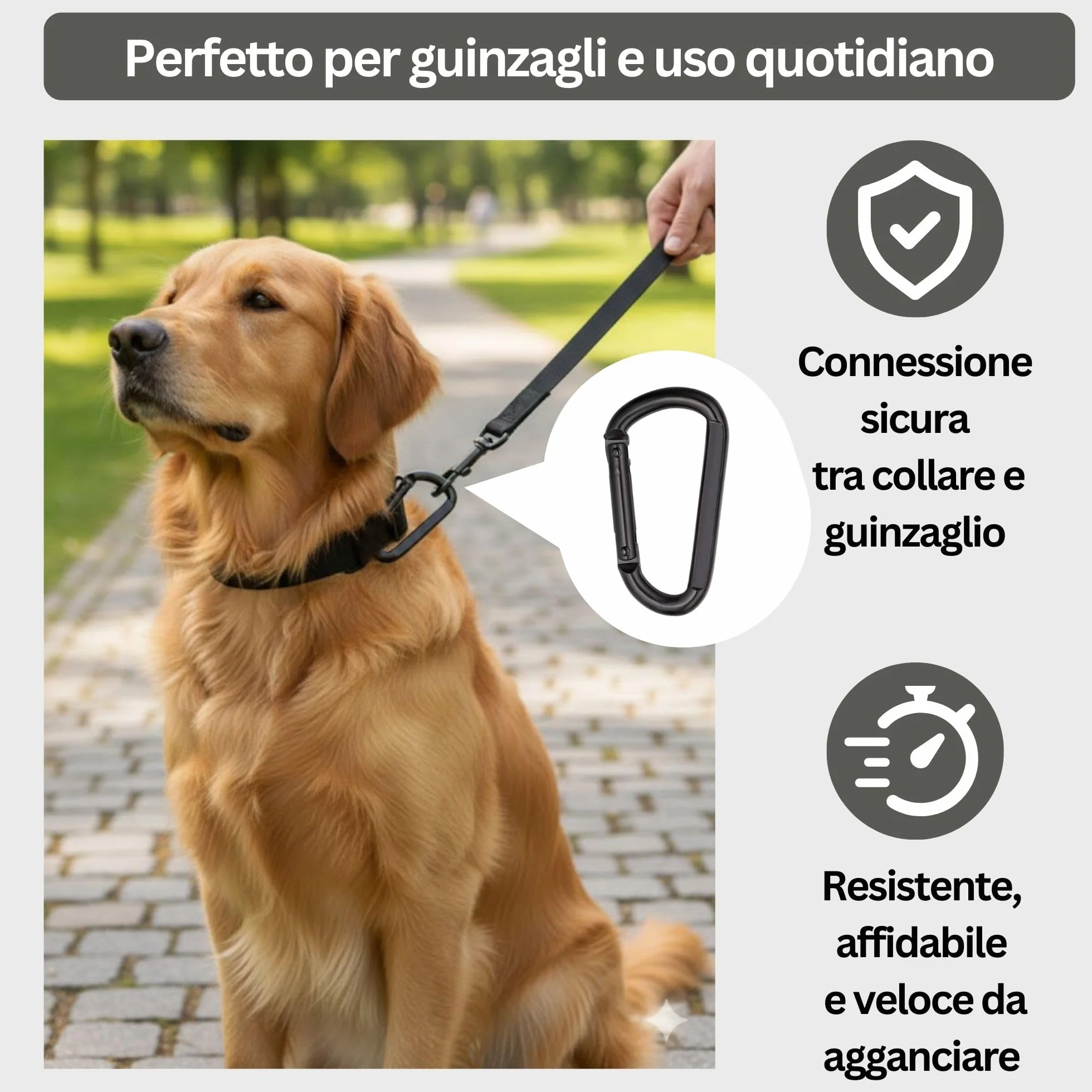 Moschettone Nero Inox M8 8 cm 250 kg Set da 2