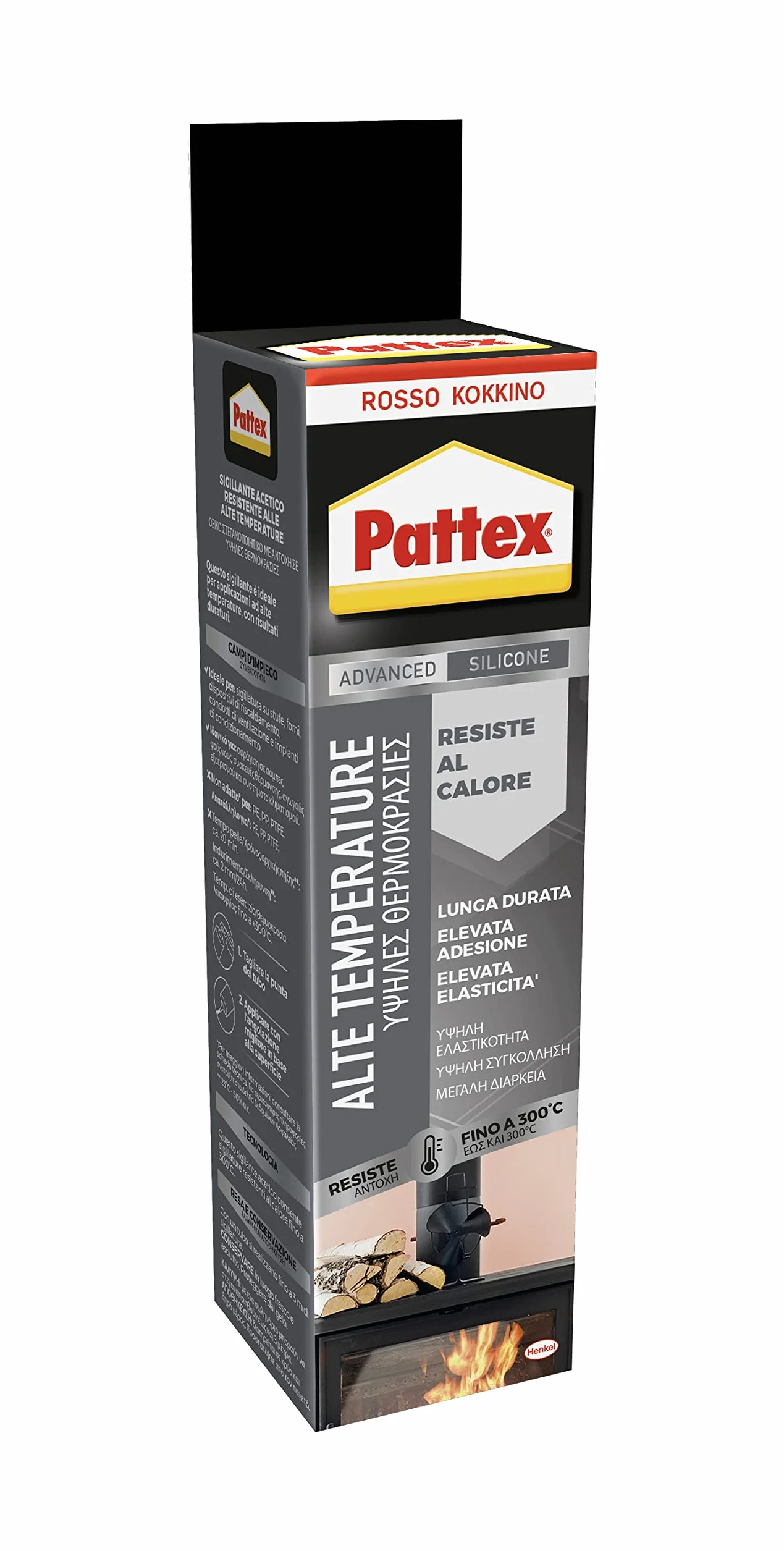 Pattex Silicone Sigillante Alte Temperature Rosso 250° Acetico Tubo 70 ml