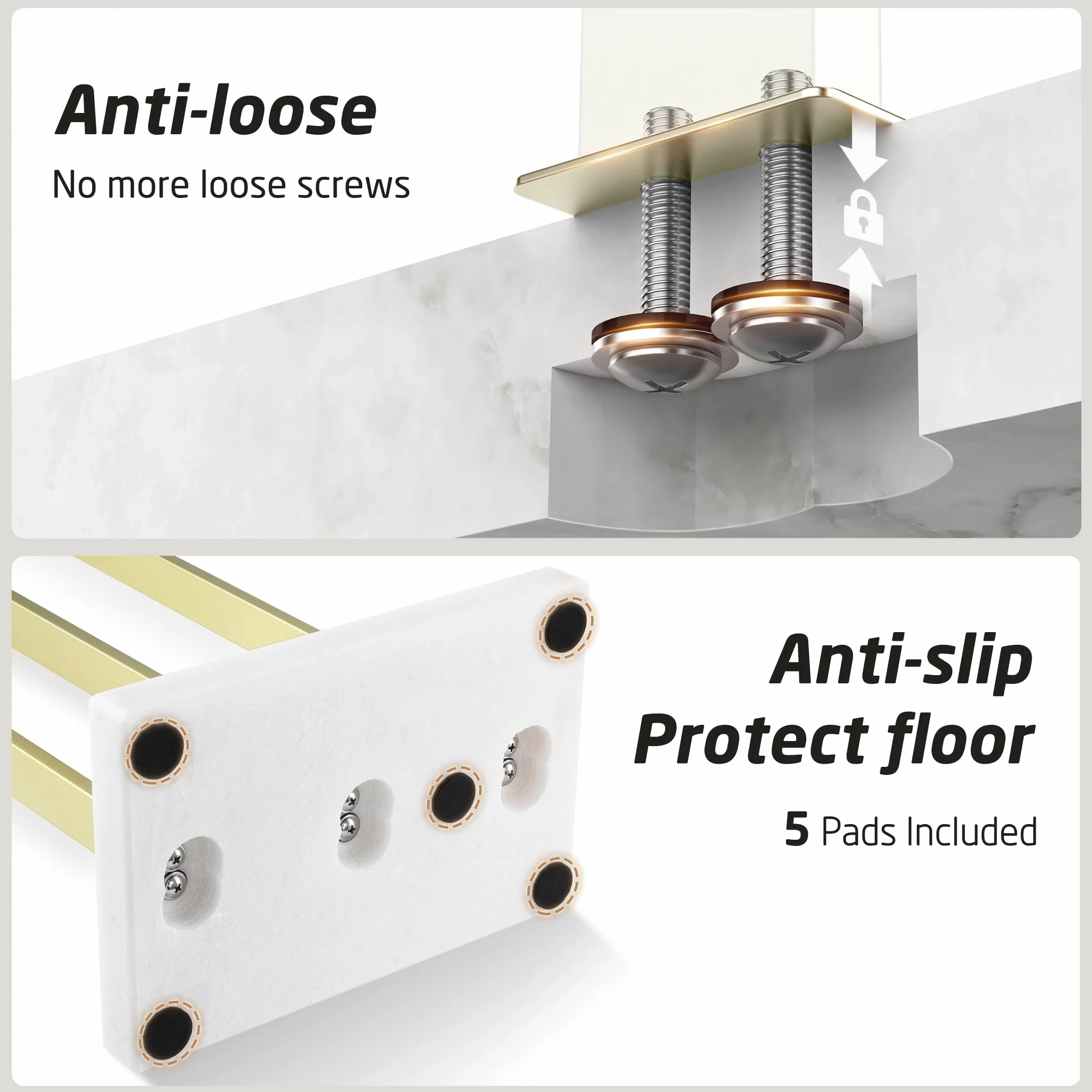 KES Oro Porta Asciugamani Bagno 3 Bracci Base Marmo Oro Spazzolato BTH217S3-BZ