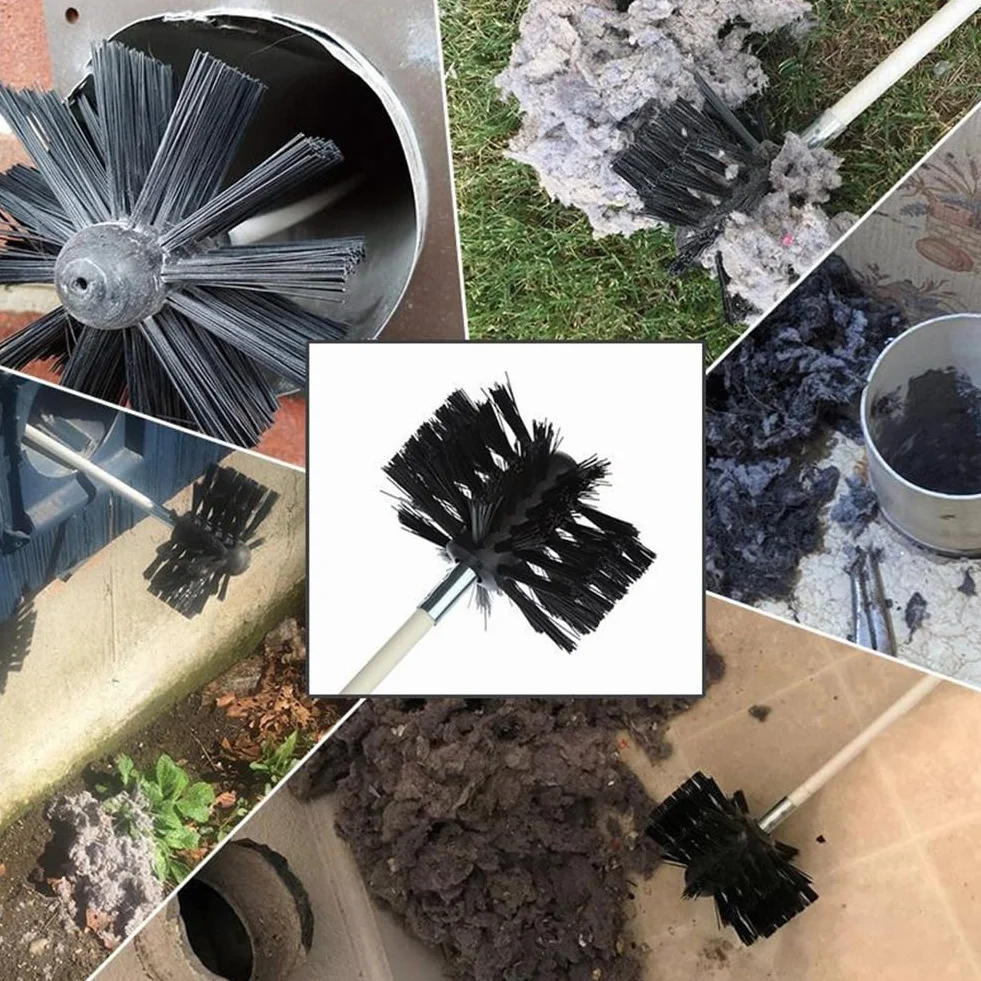 Spazzola flessibile per camino 150 mm con setole in nylon