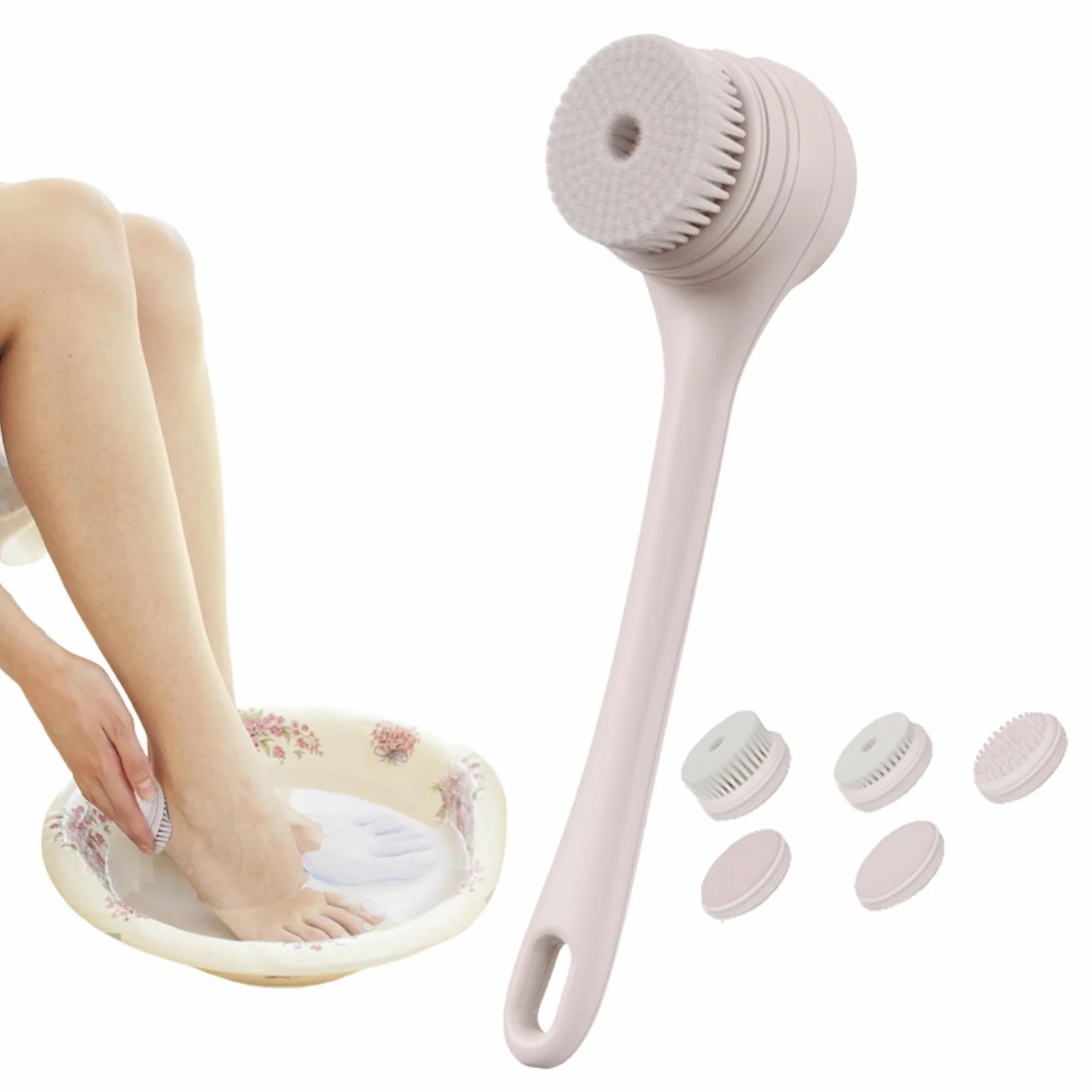 Scrubber per la schiena per doccia, spazzola da bagno con doppio manico | Scrubber per il corpo con spazzole per bagno e corpo con ricarica USB impermeabile | Spazzola elettrica a batteria grande con