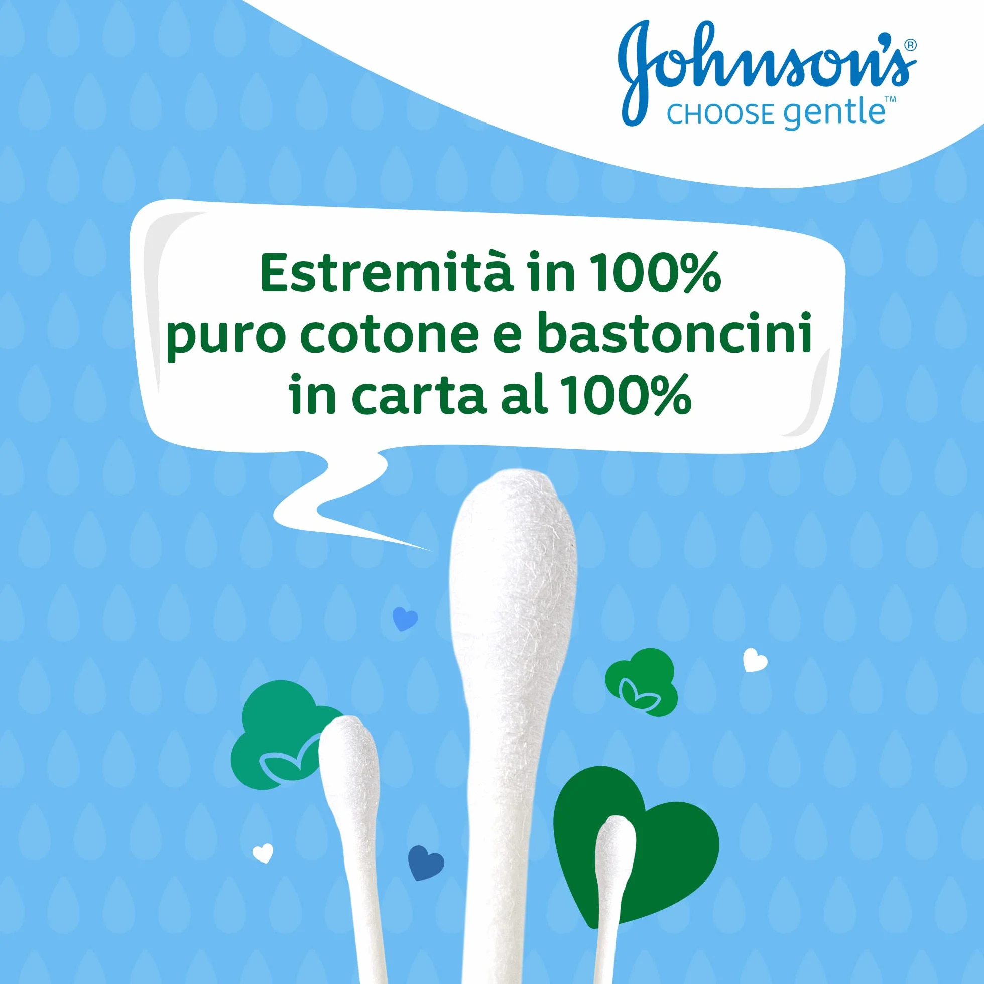 Johnson's Baby Cotton Fioc 200 Pezzi, Cotton fioc neonato e adulto morbidi e delicati, Bastoncini in carta e cotone ipoallergenici per la pulizia orecchie e contorno occhi e per il trucco