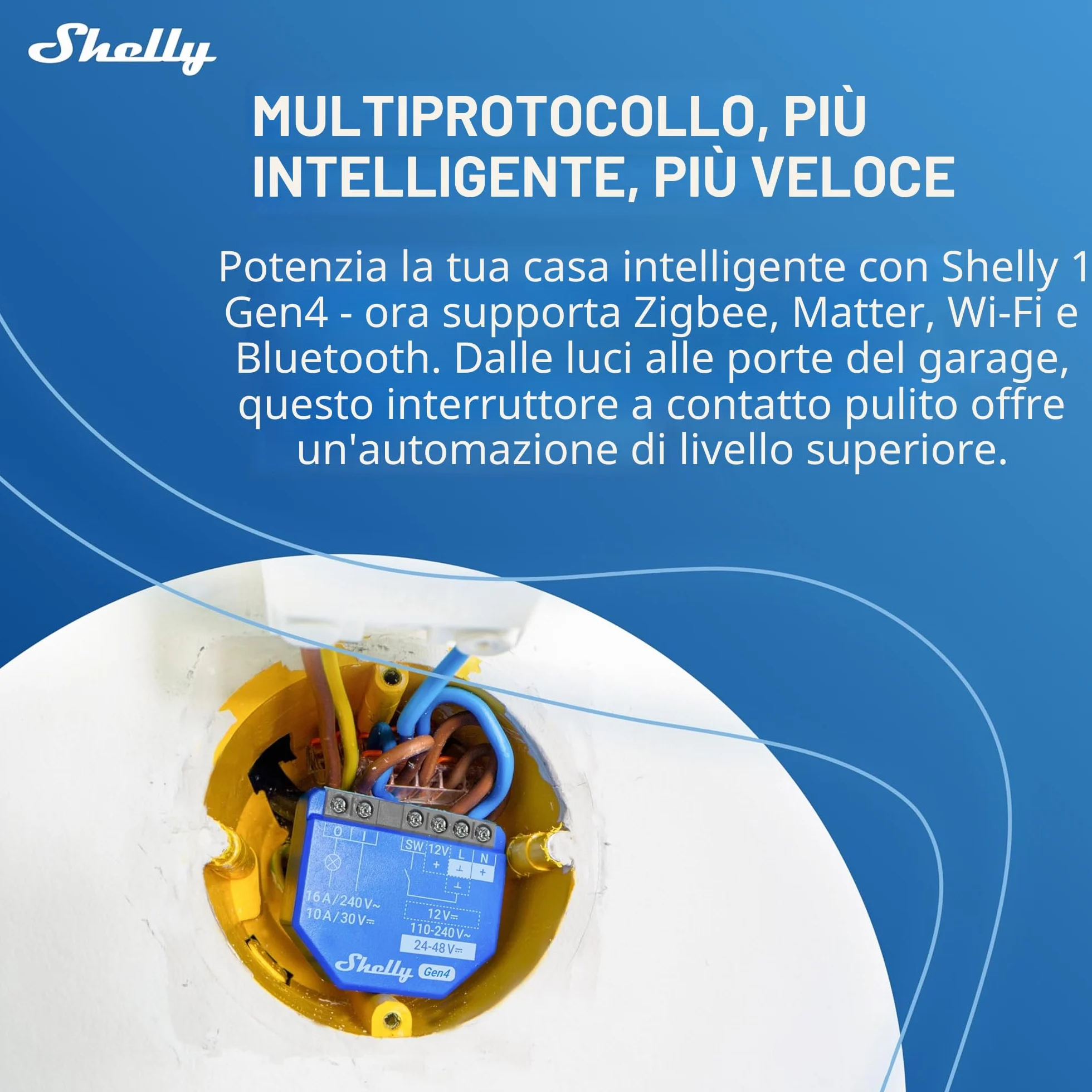 Shelly 1 Gen4 Inteligentny Przekaźnik Wi-Fi 1 Kanał 16A Bezprzewodowy Matter Alexa Google HomeKit Zigbee 2 Sztuki