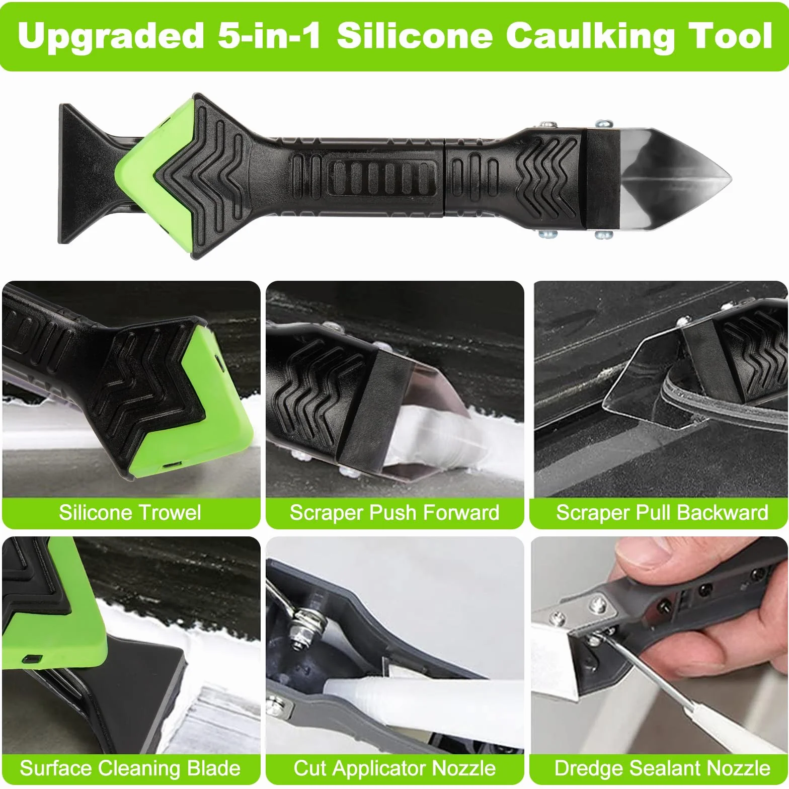 Strumenti per Calafataggio Silicone Kit 5 in 1, Raschietto e Spatola per Sigillante, Rimozione per Finestra