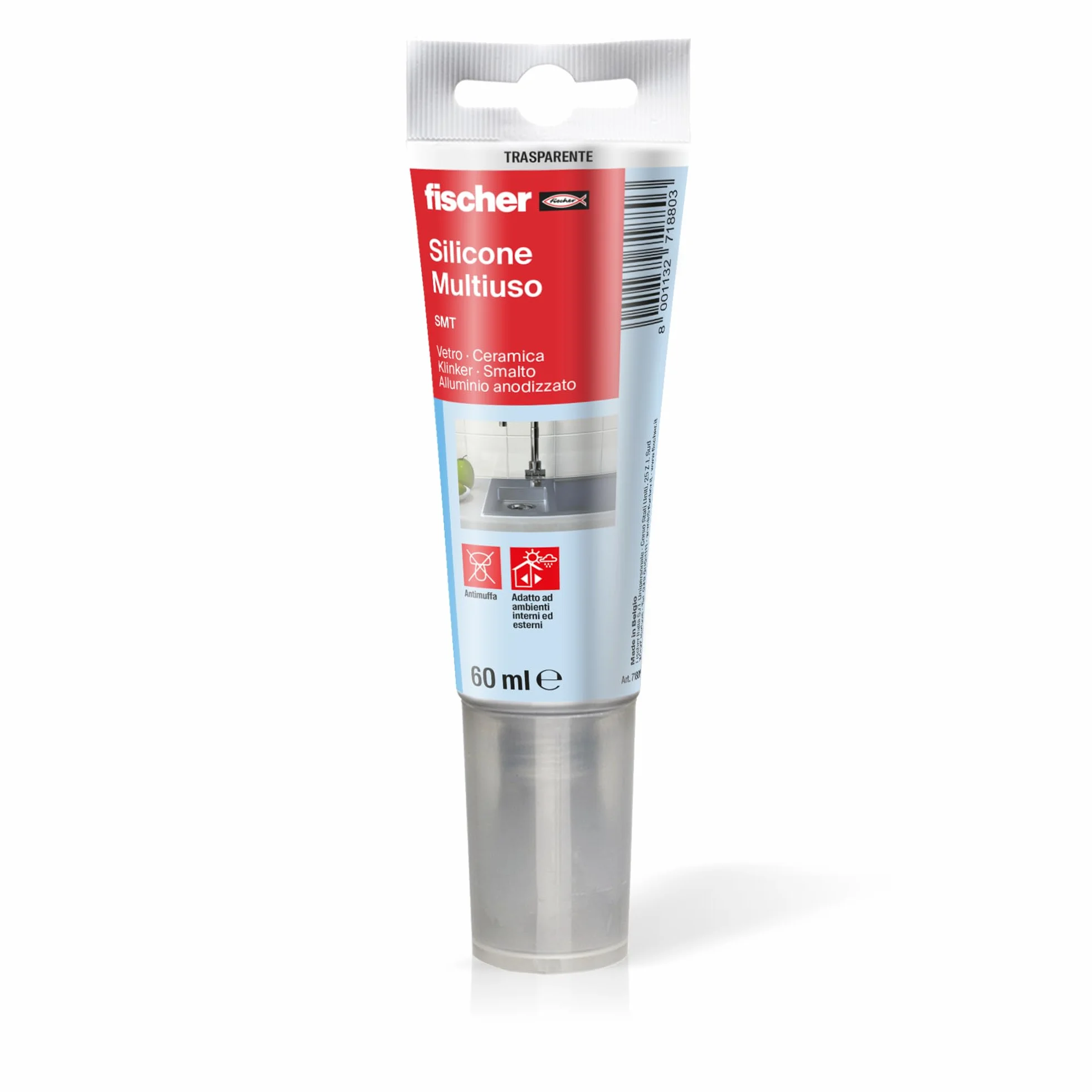 Fischer SMT Silicone Sigillante Multiuso Trasparente Antimuffa Acetico Universale Tubetto 71880