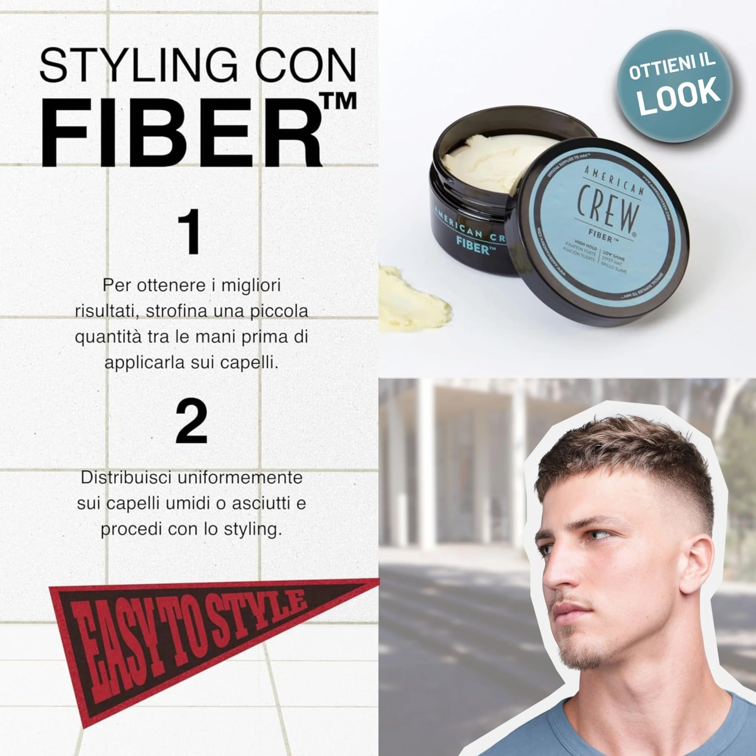 American Crew Fiber Cera Fibroso Per L'uomo, 3 Once, Azzurro, 85 Grammo