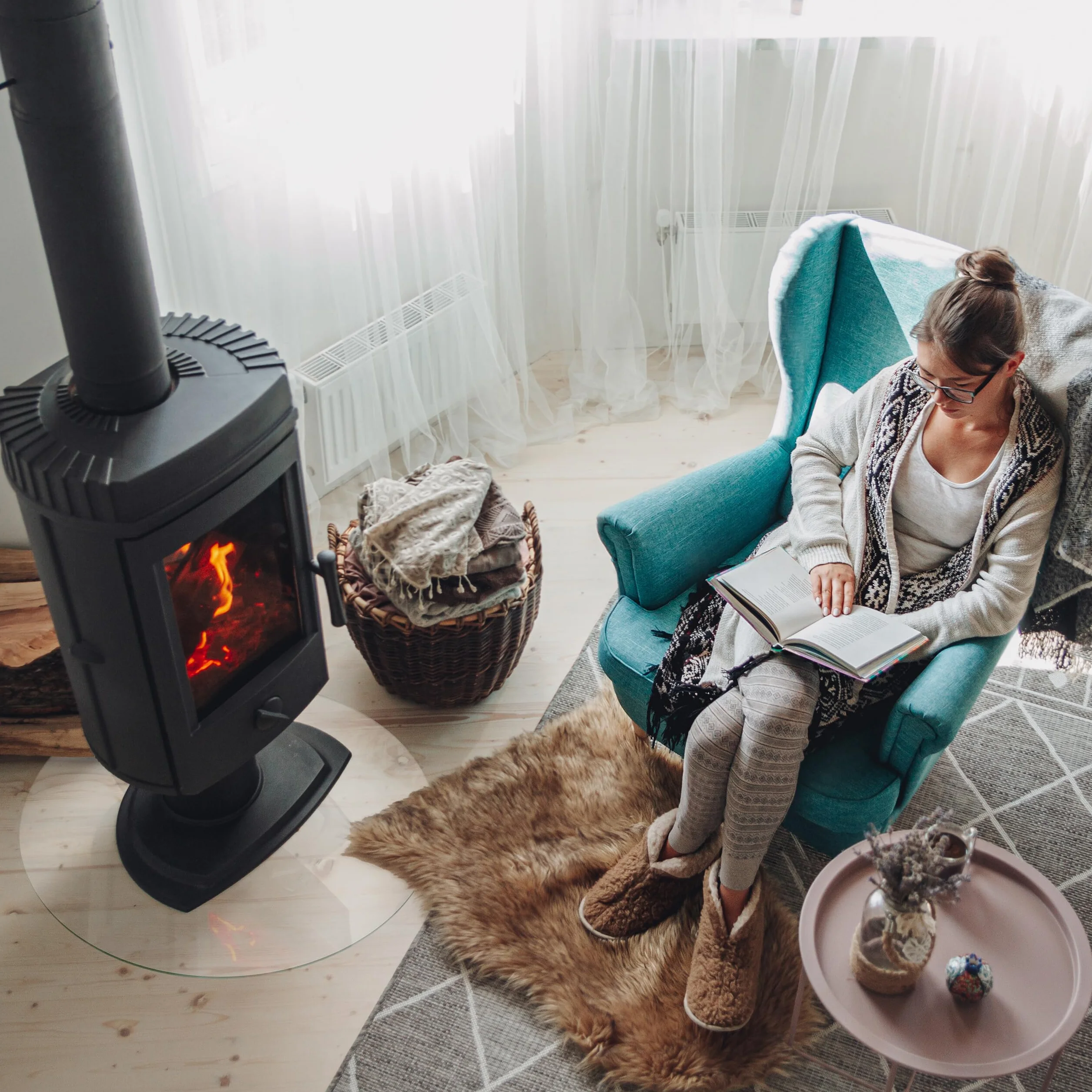 Relaxdays Tavolo Rotondo Vetro Temperato Ø 50 cm 8 mm ESG Lastra per Camino