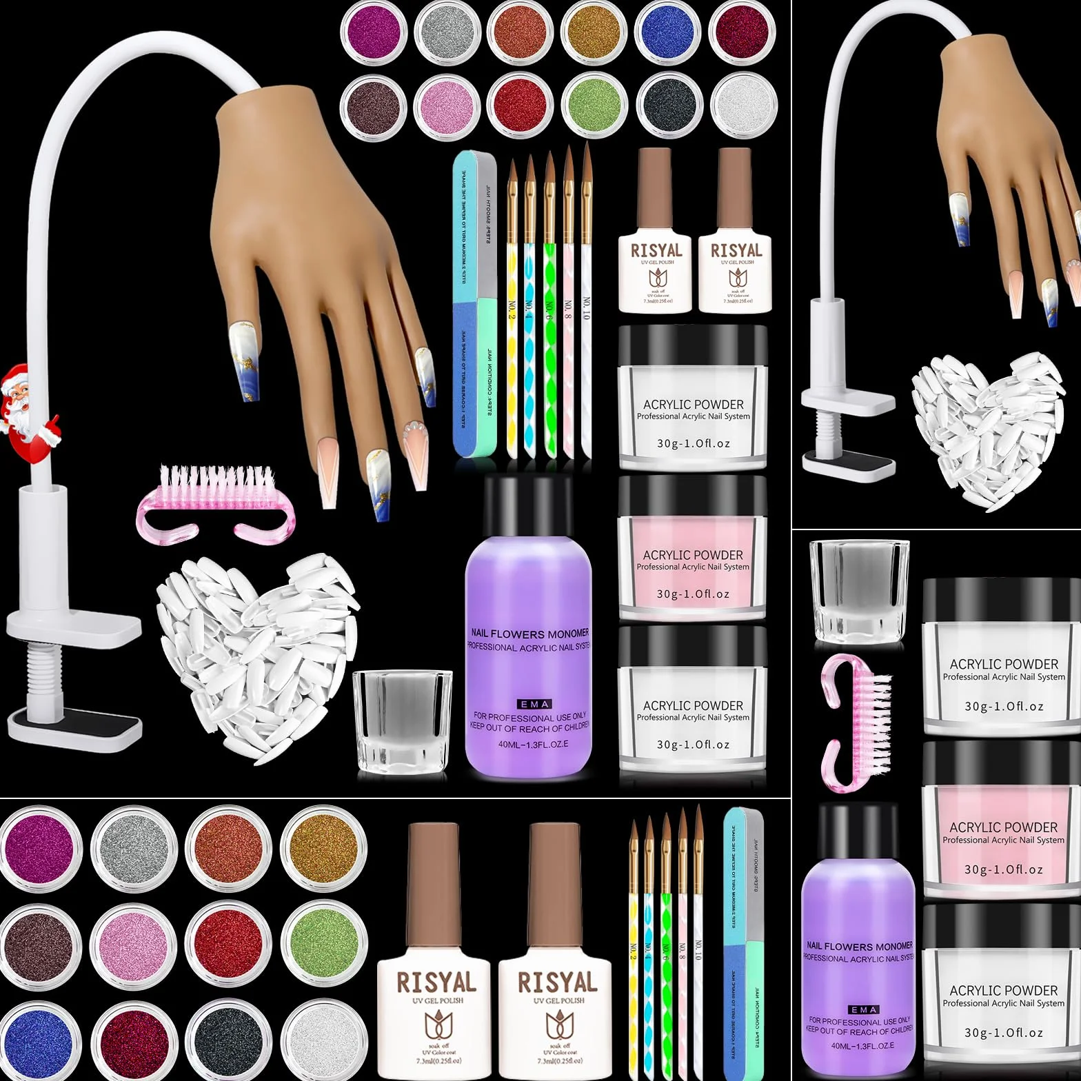 Mano Finta per Ricostruzione Unghie: Professionale Mano Pratica - Mano Finta per Unghie - 30G Acrilico Per Unghie Kit per Nail Art Manicure