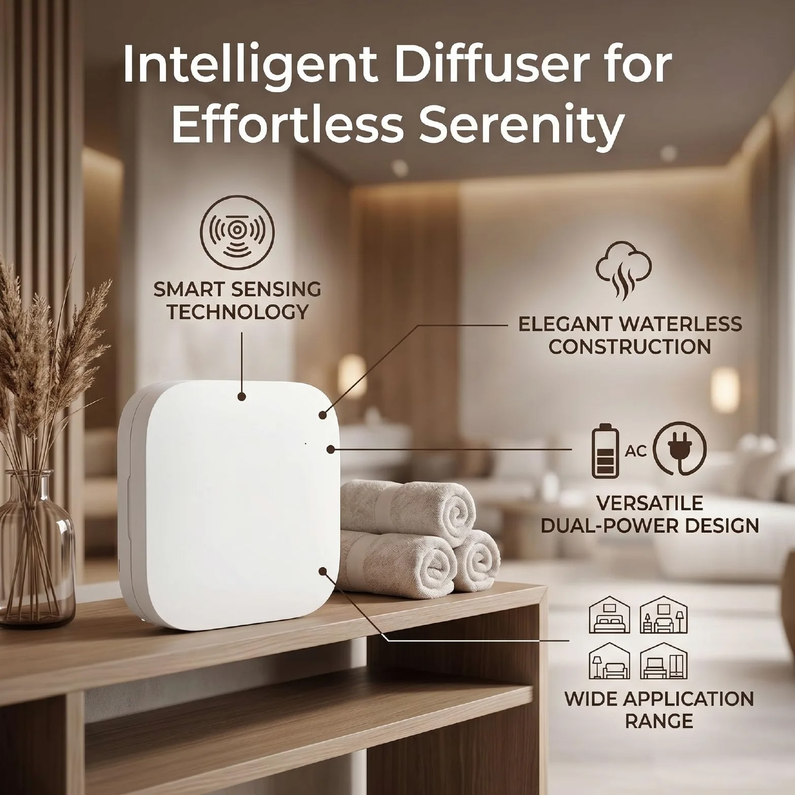 Diffusore di Fragranze Intelligente, Erogatore Automatico di Profumo Senza Acqua 150 Ml, for Casa, Ufficio, Hotel